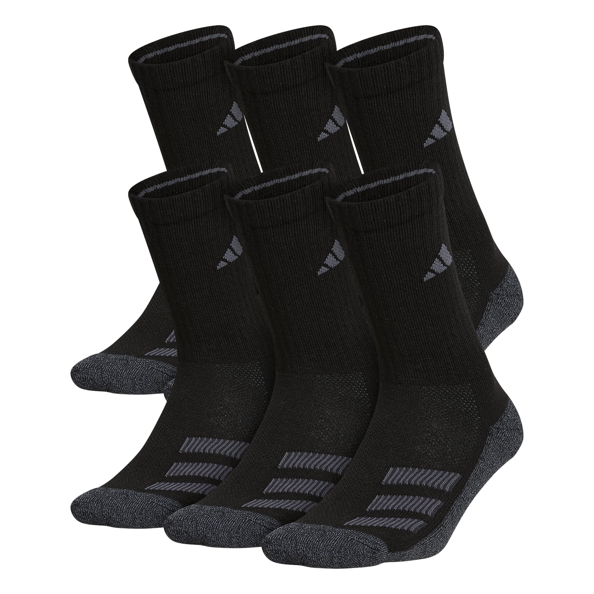 adidas boys Kids-boy's/Girl's Cushioned Angle Stripe Crew Socks (6-pair) Medium Black/Onix Grey/Night Grey