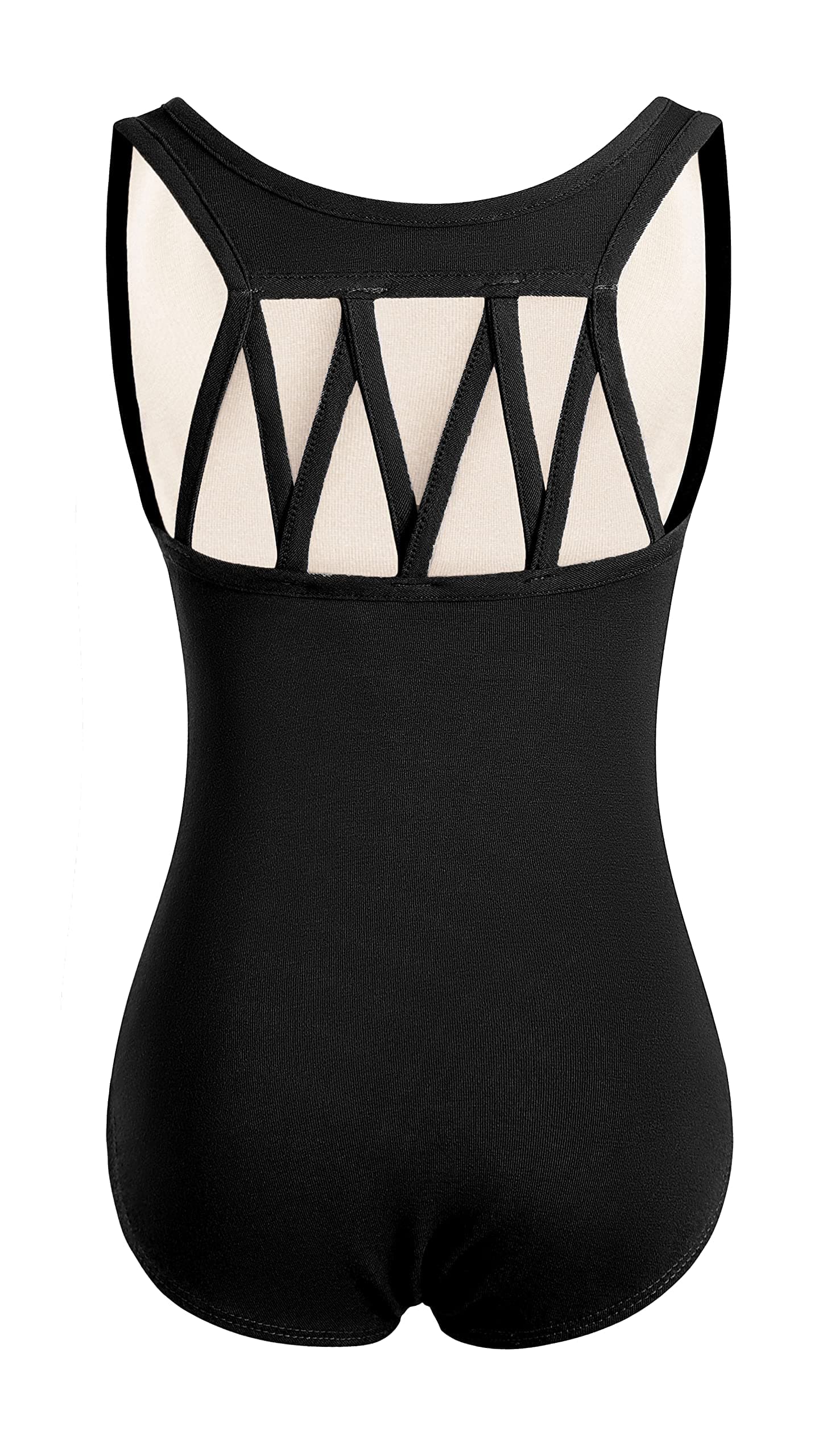 DANSHOW Tank Dance Leotards for Girls,Back M Straps Black 7-8 Years