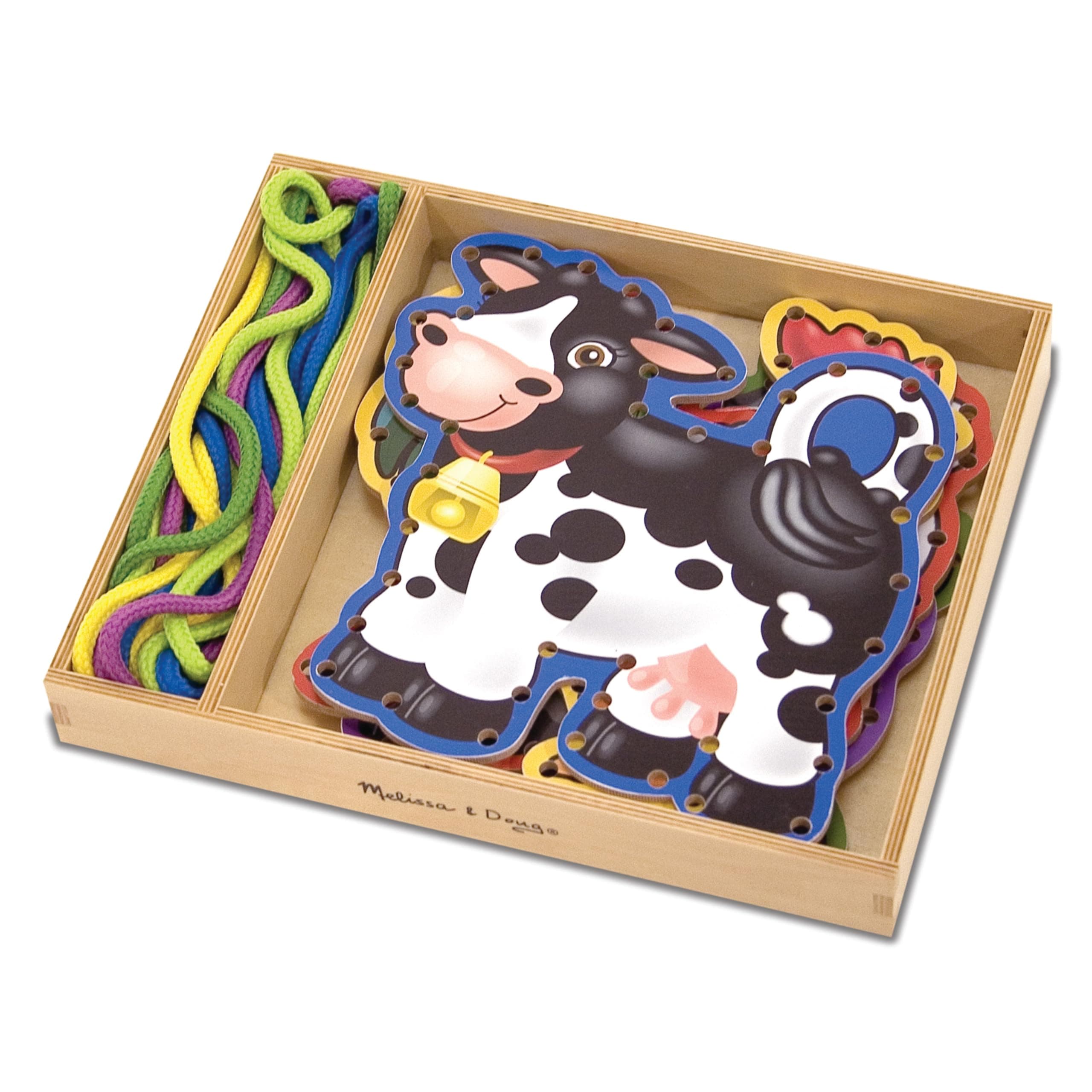 Melissa & Doug Lace and Trace Activity Set: 5 Wooden Panels and 5 Matching Laces - Farm