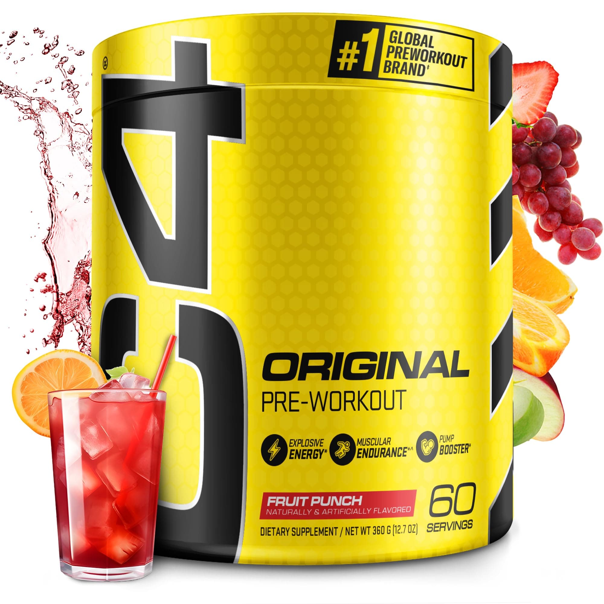 C4 Original Pre Workout Powder Fruit Punch - Vitamin C for Immune Support - Sugar Free Preworkout Energy for Men & Women - 150mg Caffeine + Beta Alanine + Creatine - 60 Servings Fruit Punch 12.7 Ounce (Pack of 1)