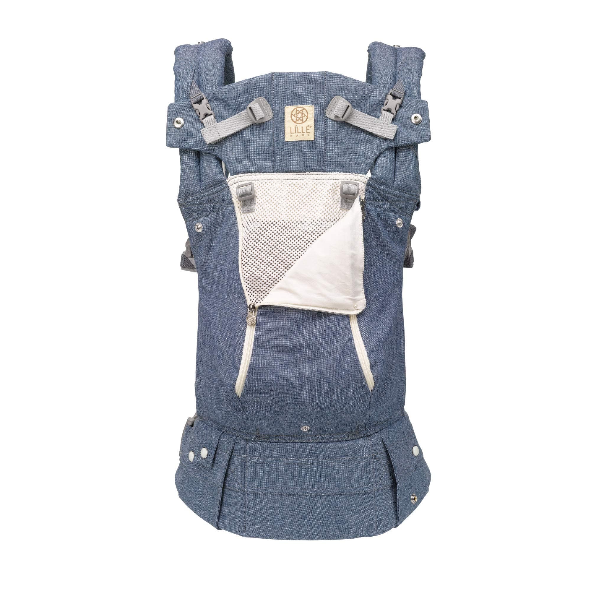 LÍLLÉbaby Complete All Seasons Ergonomic 6-in-1 Baby Carrier Infant to Toddler with Lumbar Support (7-45 Pounds), 360 Degree Baby Wearing & Multi-Position, Inward & Outward Facing (Chambray) Chambray 1 Count (Pack of 1)