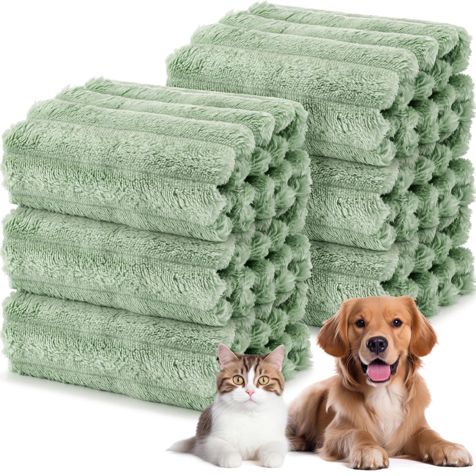 6 Pack Dog Blankets 23 x 16 Inch Soft Flannel Pet Puppy Blanket Bulk Warm Fluffy Calming Washable Fleece Throw for Small Dog Cat Kennels Doghouse Bed Sofa Car Puppy Essentials (Green) 6 Green