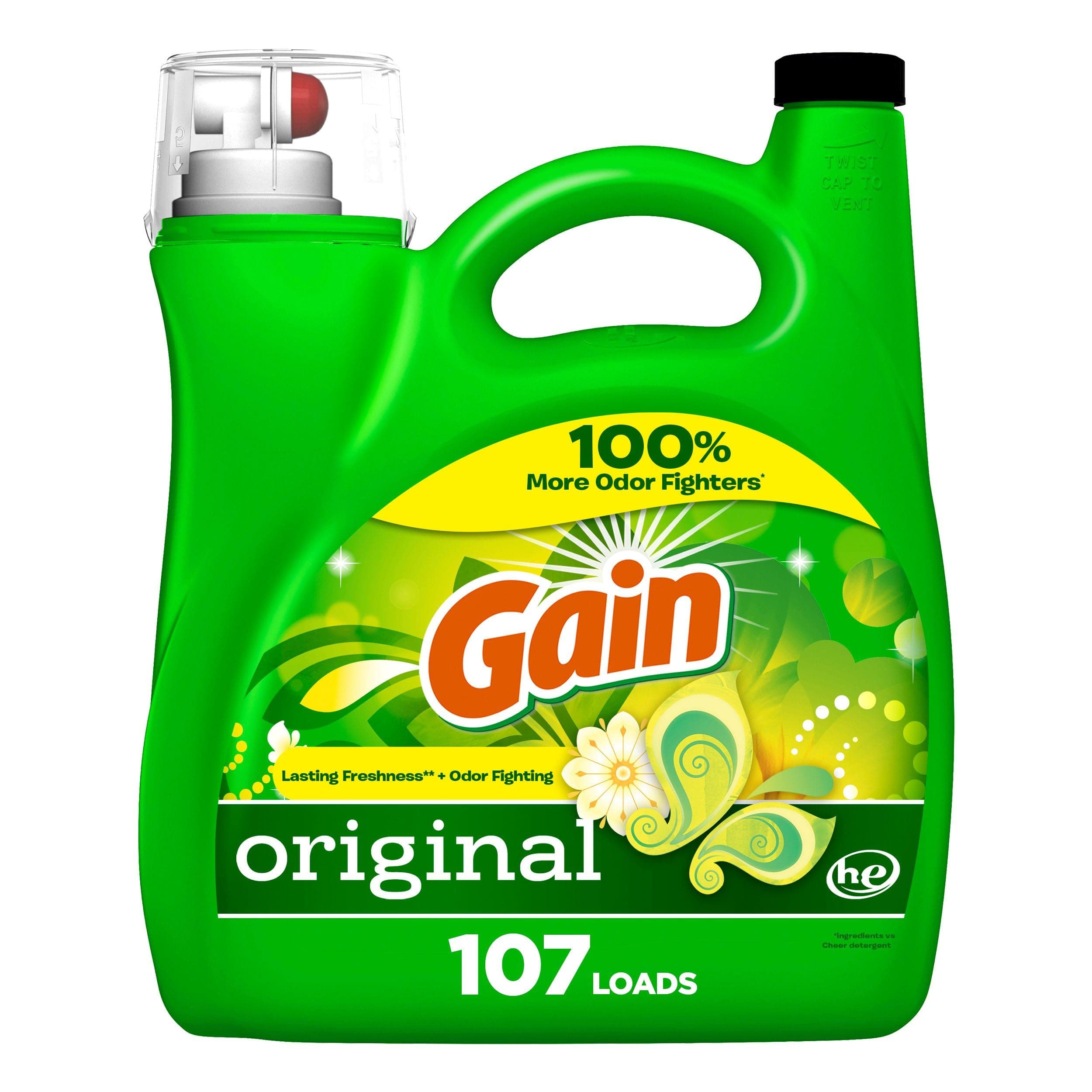 Gain Liquid Laundry Detergent, Original Scent, 154 fl oz, 107 loads, Freshness + Odor Fighting, High efficiency washing machine iquid cleaning soap Original 154 Fl Oz (Pack of 1)