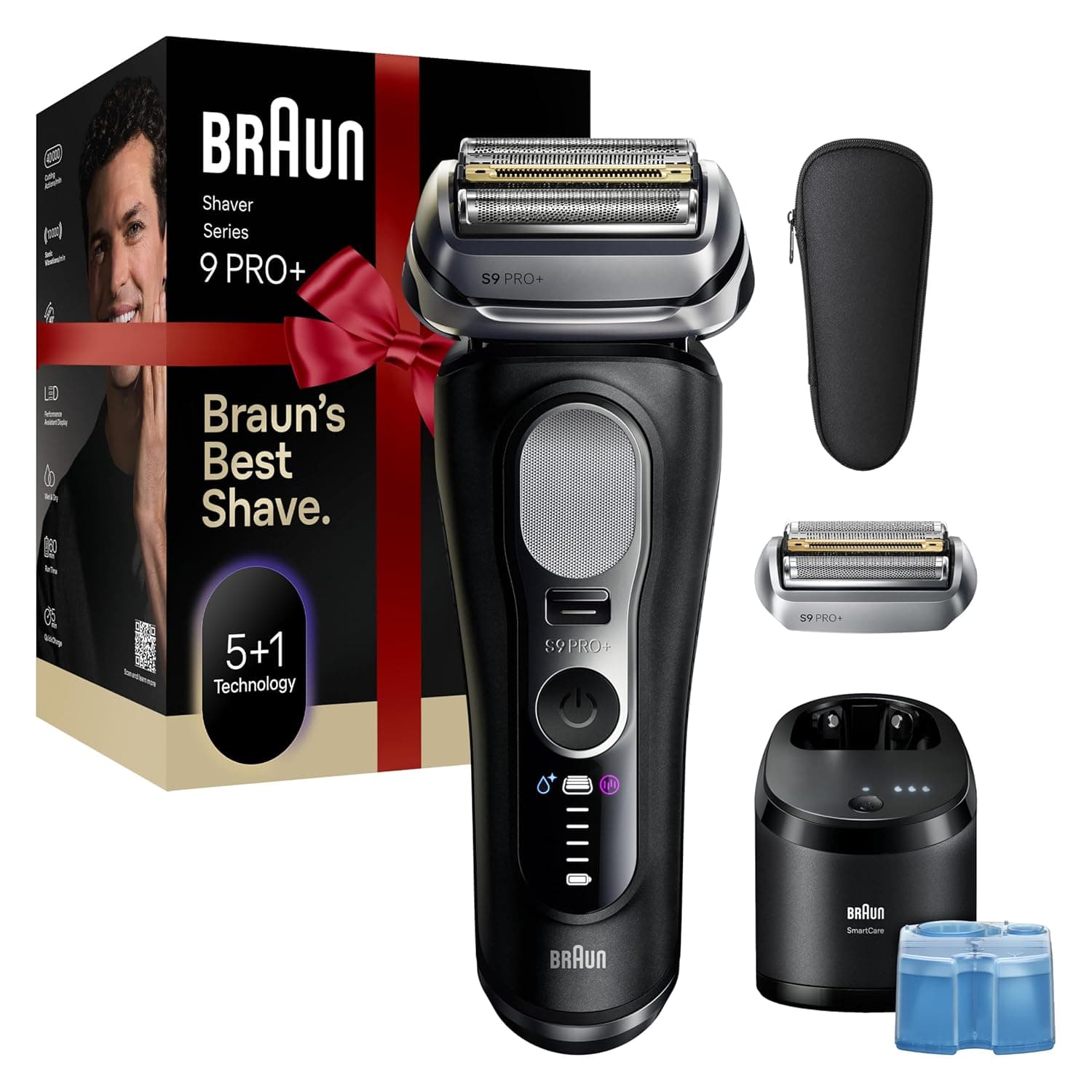 Braun Series 9 PRO+ Electric Shaver, Pro SensoAdapt, 6in1 SmartCare Center, 9660CCPS, Black, Holiday Gifts for Men