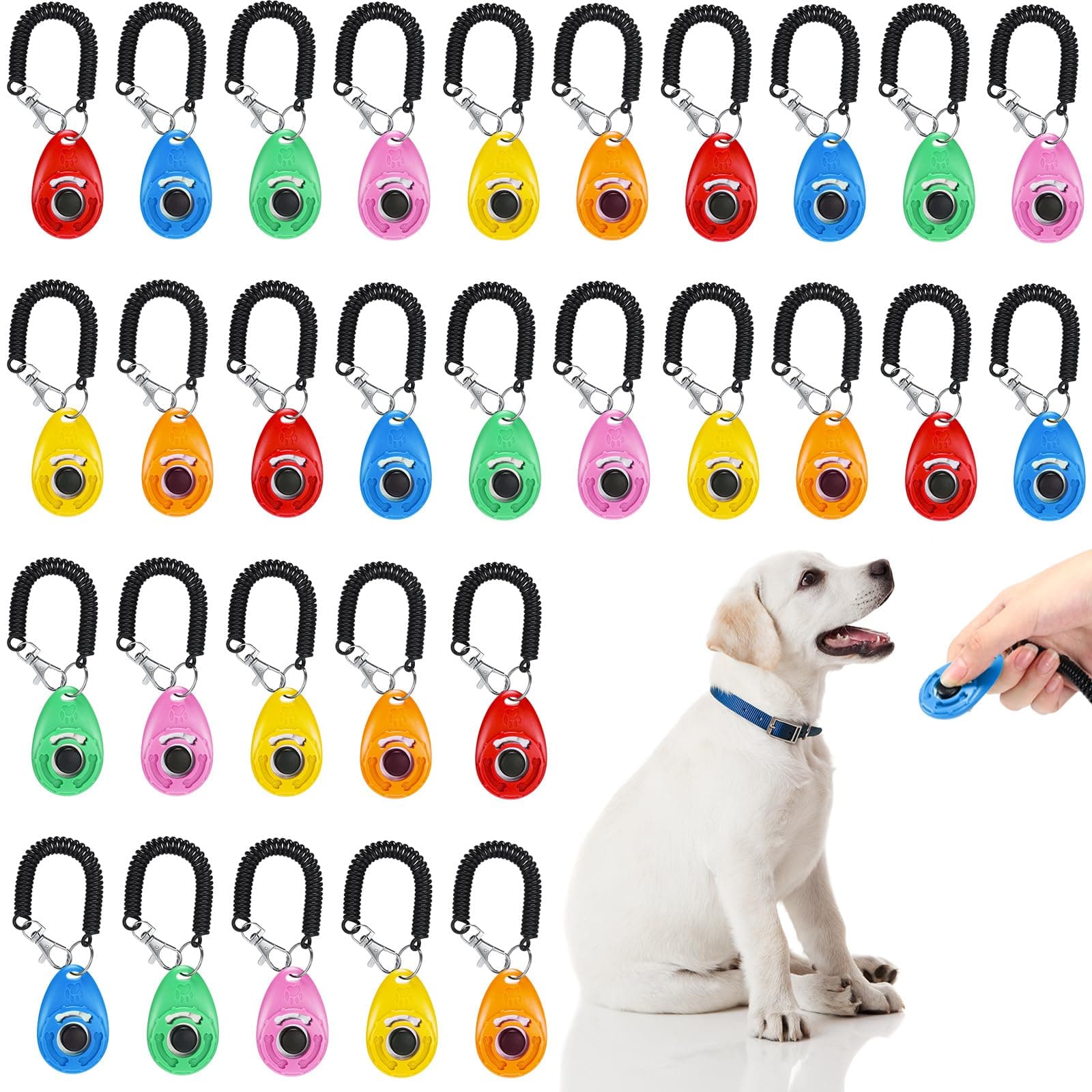 Kigeli 30 Pcs Dog Training Clicker for Pet with Wrist Strap Dog Cat Bird Clicker Puppy Training Supplies for Dogs Cats Horses Birds Behavioral Coaching Accessories (6 Colors)