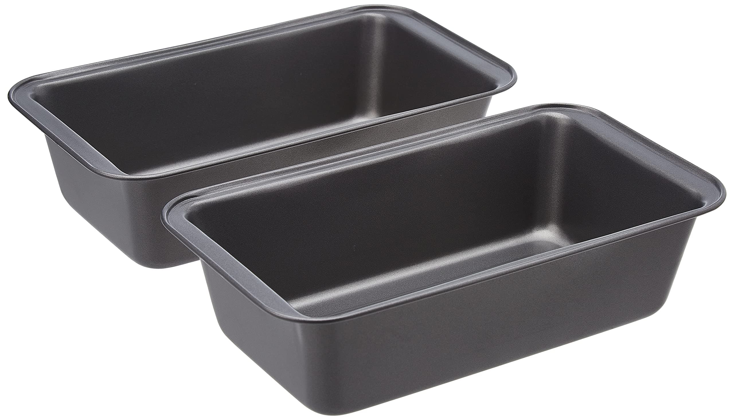Amazon Basics Rectangular Baking Bread Loaf Pan, 9.5 x 5 Inch, Set of 2, Gray 9.5 x 5 inches