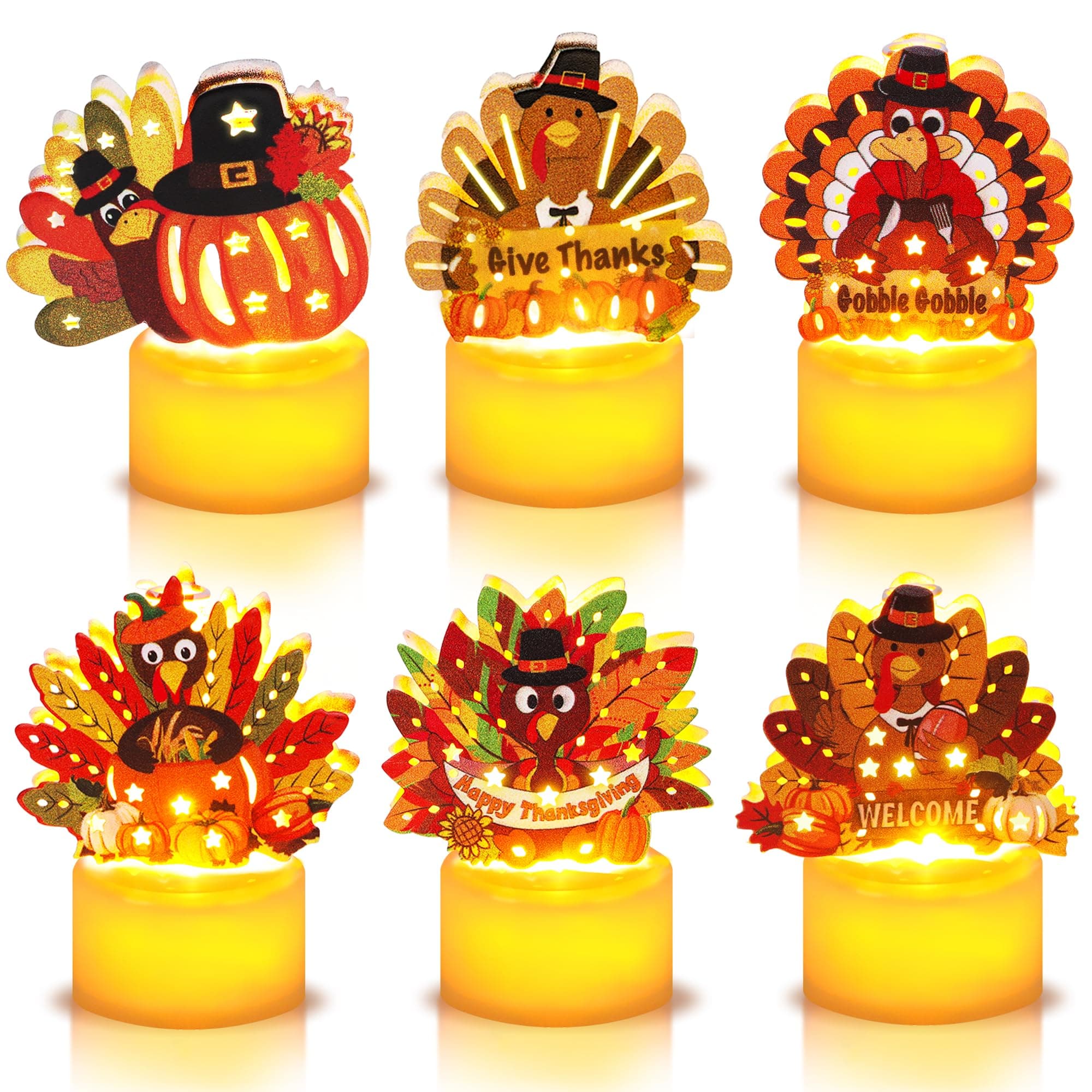 Thanksgiving Decorations Indoor 12 Pack Turkey Flameless LED Candles Battery Operated Tea Lights for Thanksgiving Table Decorations Centerpieces, Mantle, Fireplace, Home, Office, Fall Party Decor 12 Turkeys