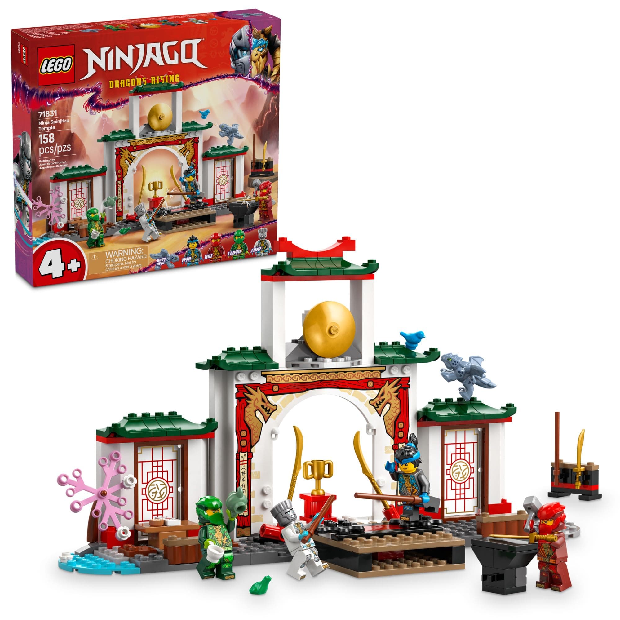 LEGO NINJAGO Ninja Spinjitzu Temple Building Toy Playset - Pretend Play Preschool Ninja Toy for Kids, Boys and Girls, Ages 4+ - with 4 Minifigures - Gift Idea for Birthdays - 71831