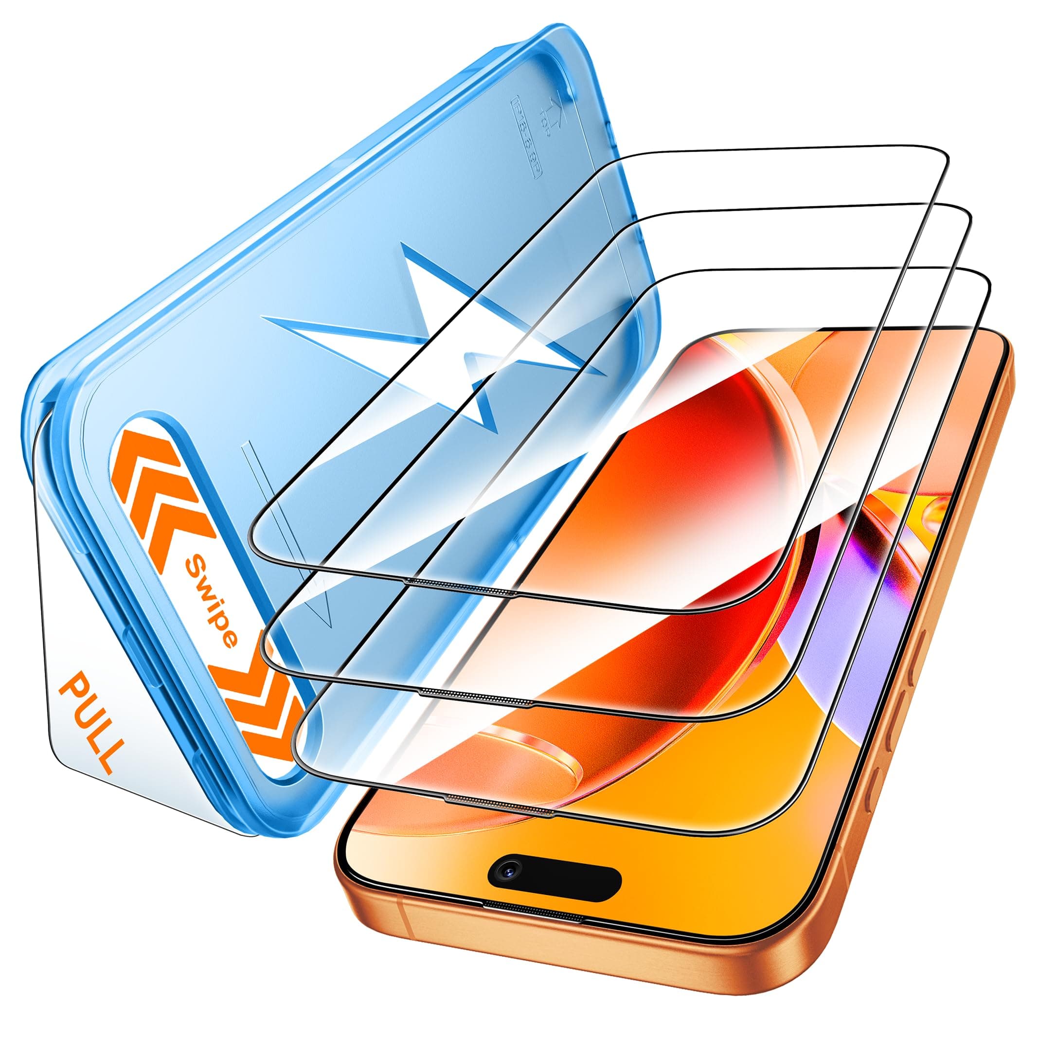 Mkeke for iPhone 17 Pro Max Screen Protector 3 Pack [9H+ Tempered Glass] [Military-Grade Drop Protection] [Easy Installation] Shockproof Full Edge Coverage 6.9 Inch 2025 iPhone 17 Pro Max 6.9 Inch