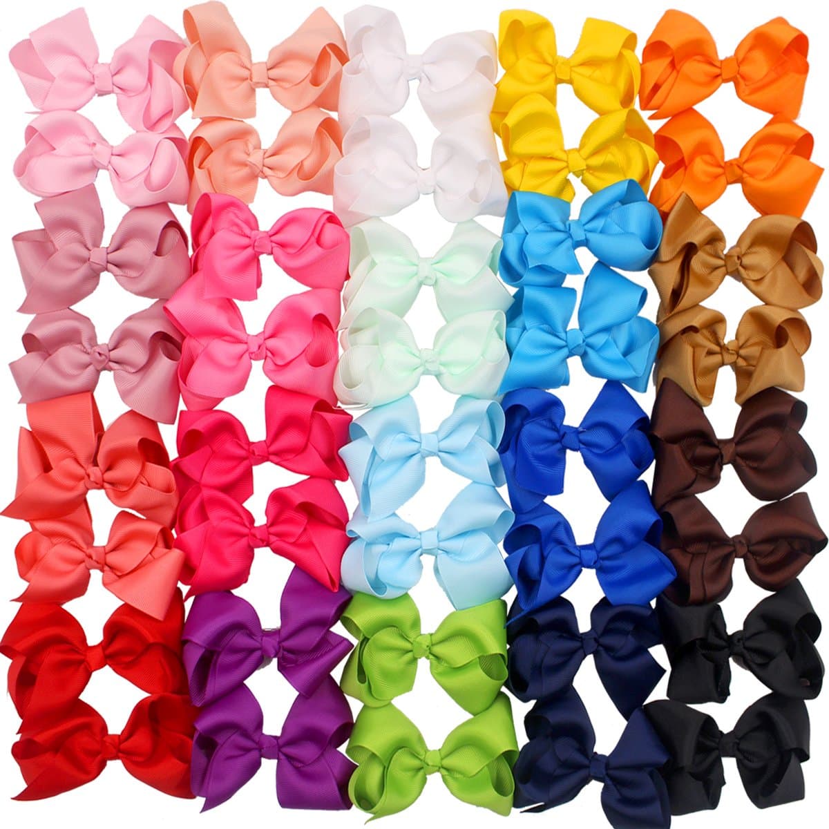 CÉLLOT 40PCS 4.5 Inch Hair Bows for Girls Grosgrain Ribbon Toddler Hair Accessories with Alligator Clips for Baby Girls Toddlers Kids in Pairs 4.5inch/40pcs/20color