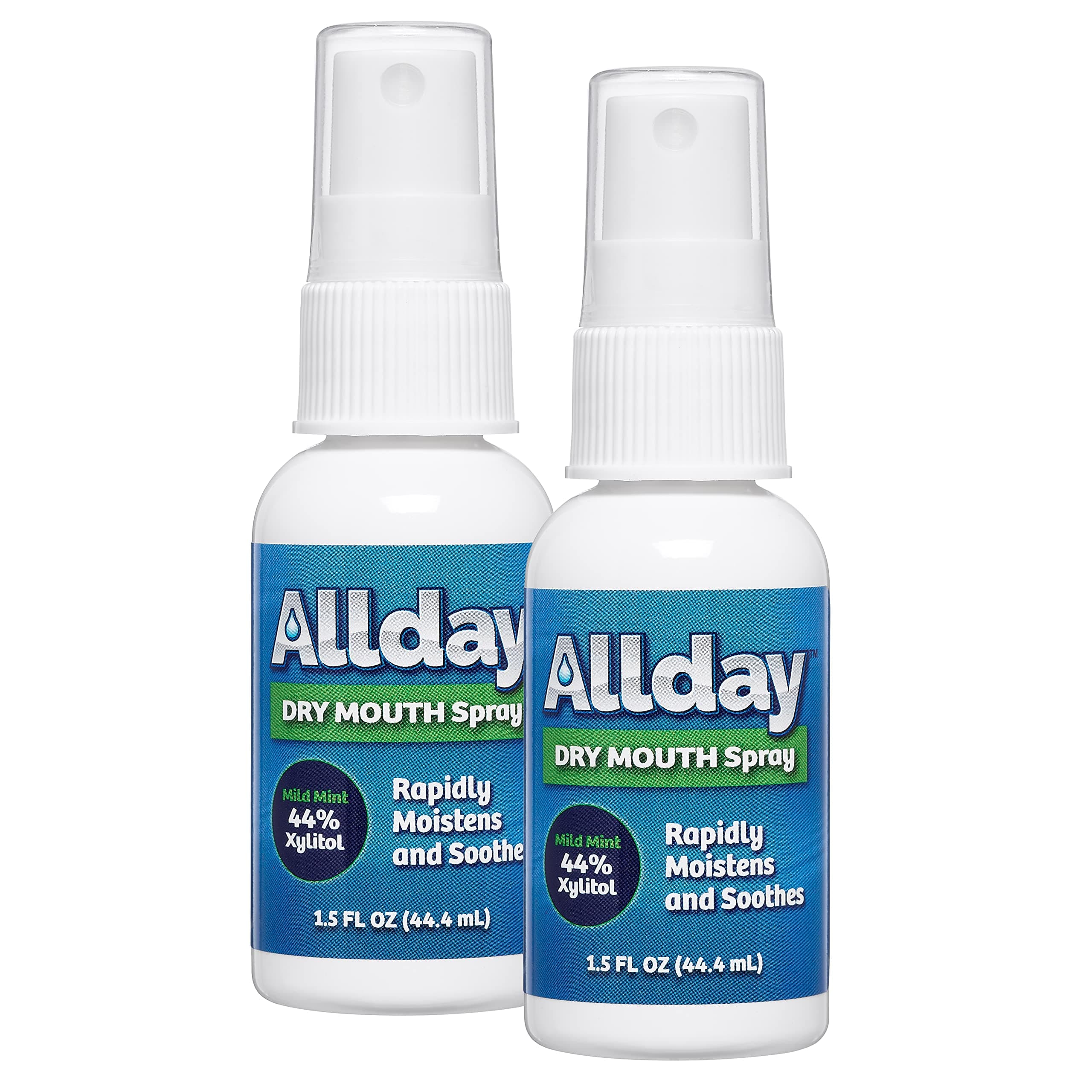 Allday Dry Mouth Spray - Maximum Strength Xylitol, Fast Acting, Non-Acidic (Pack of 2) 1.5 Fl Oz (Pack of 2)
