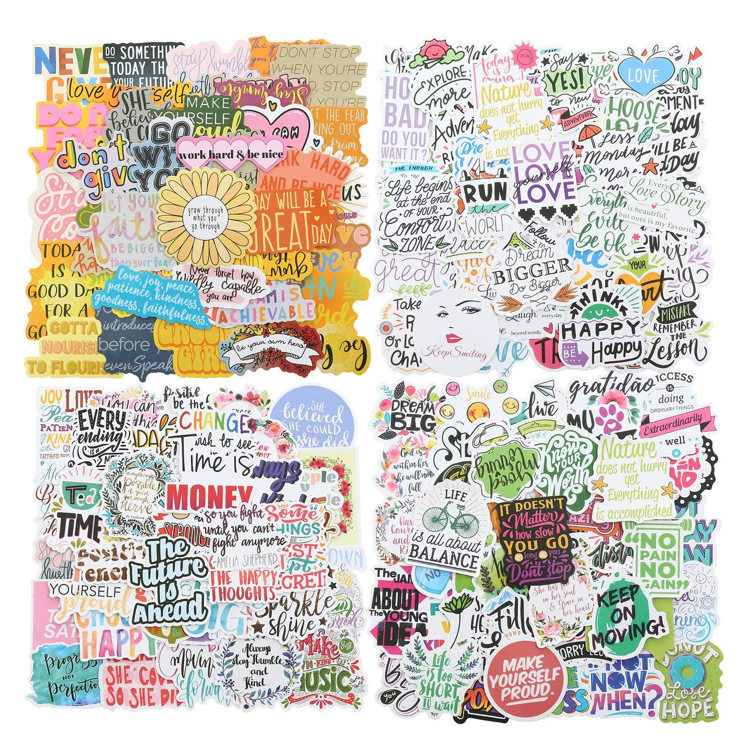 Quote Stickers, Positive Stickers 200Pcs Motivational Waterproof Vinyl Stickers for Water Bottle Hydroflasks Laptops Computers Vision Board for Women Adults Students Teachers Teens Motivational Stickers