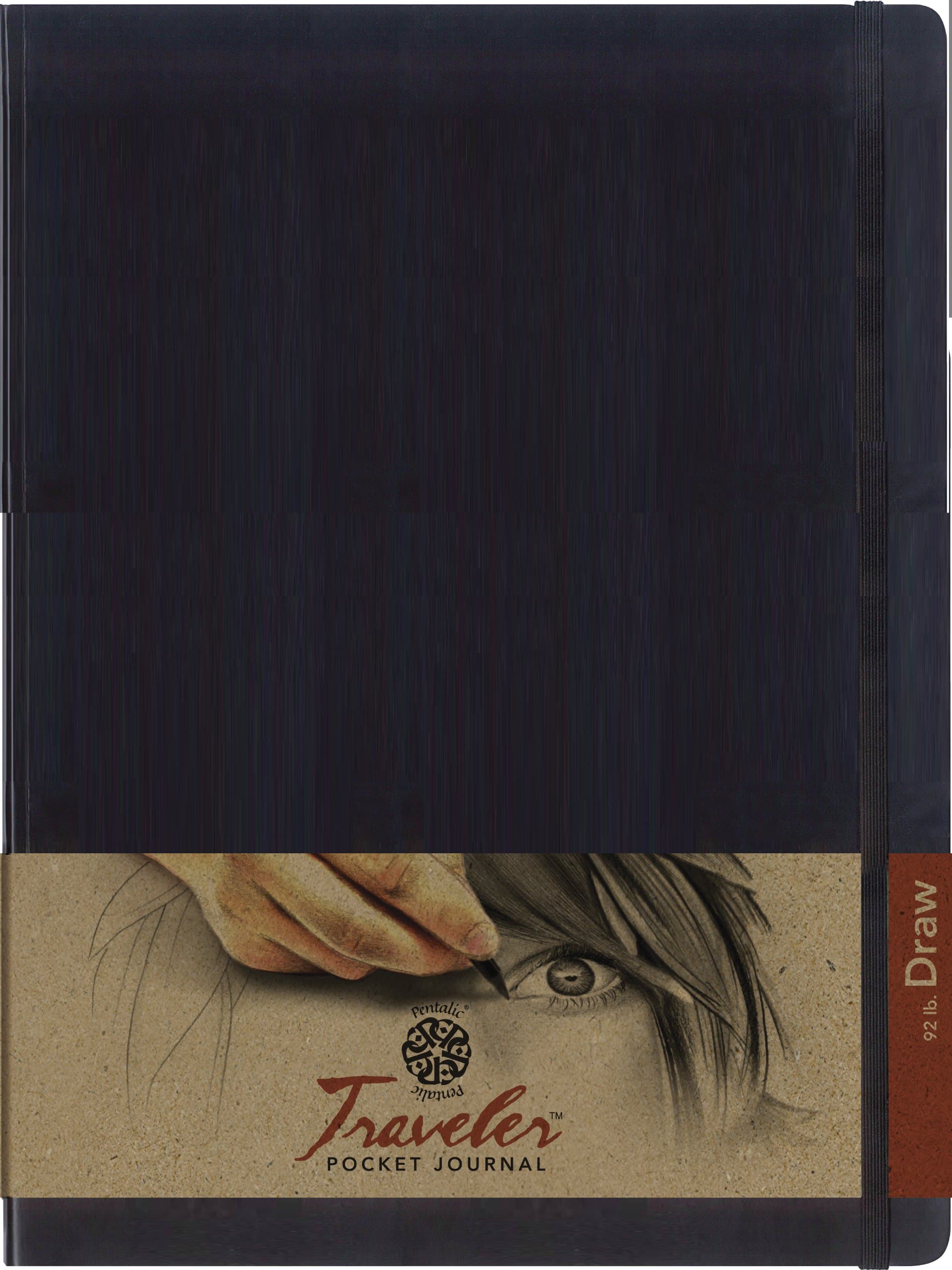 Pentalic 9" x 12" Pocket Drawing Traveler Journal, 120 Pages, Black
