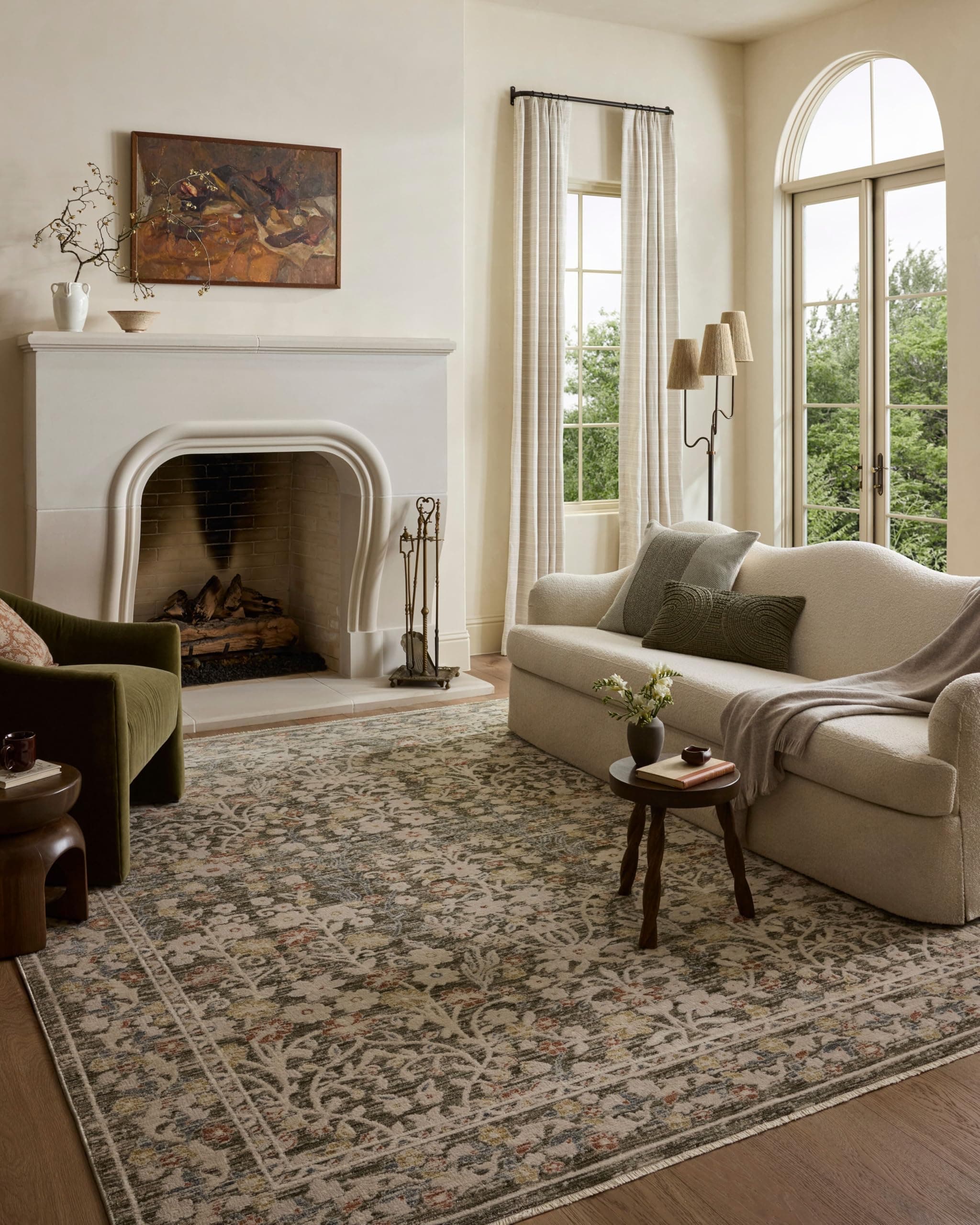 Loloi Clarisse Collection CLS-05 Olive/Multi 7'-10" x 10'-2" Fringe Area Rug Olive / Multi 7'10" x 10'2" (Rectangular)