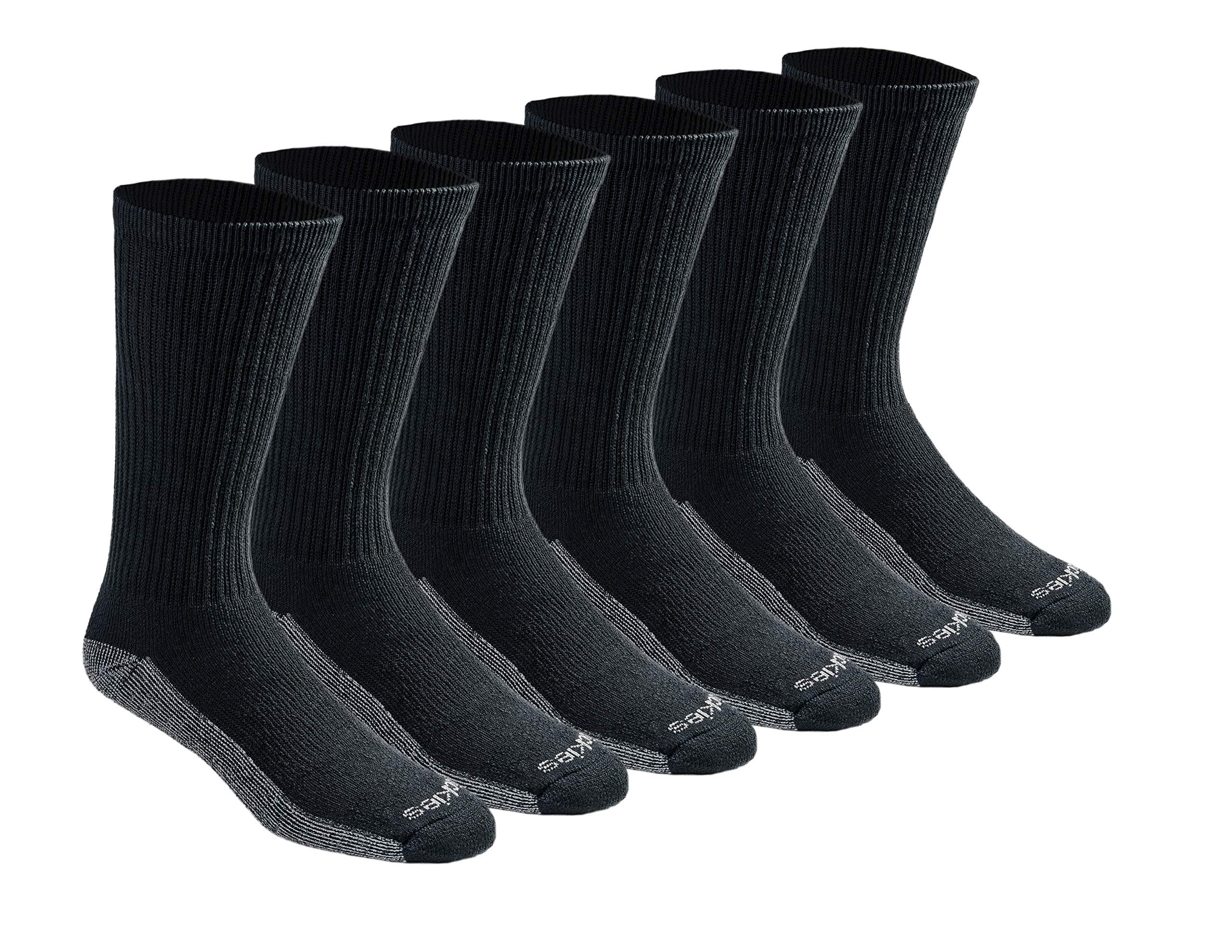 Dickies Men's Dri-Tech Original Moisture Control Crew Socks, Available in M-XXL (6, 12, 18 Pairs) Black (6 Pairs) X-Large