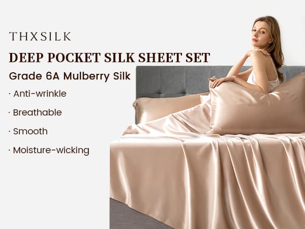 100% Mulberry Silk Sheet Set - 19 Momme Grade 6A, 21 Inch Deep Pocket, Luxurious Bed Sheets for Ultimate Comfort,King-Taupe King Taupe