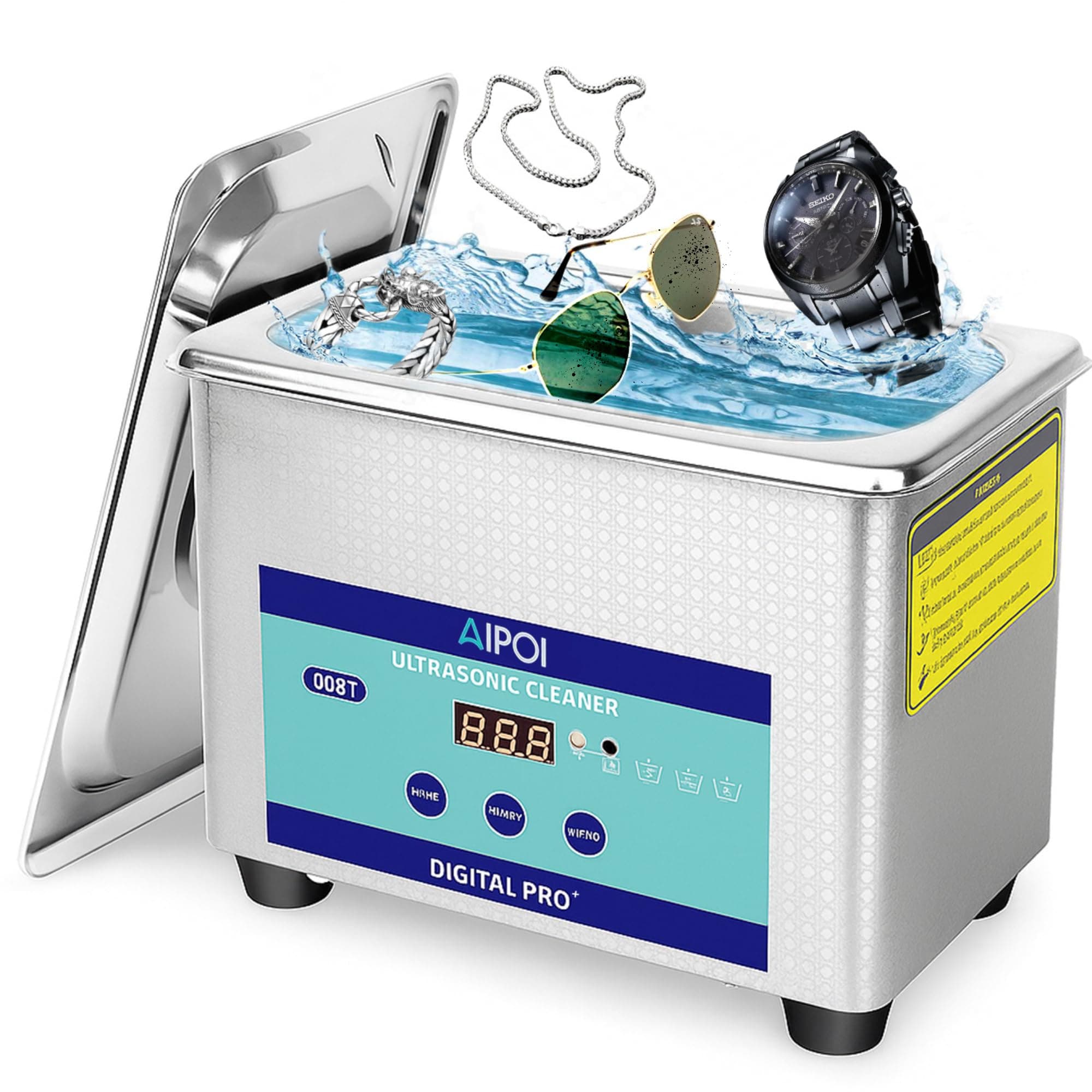 110/220V 35W/60W Digital Ultrasonic Cleaner 0.8L Watches Cleaning Machine 40KHz Jewelry Washer Bath Timer Stainless Tank(SUS-008-35W,UK) UK SUS-008-35W