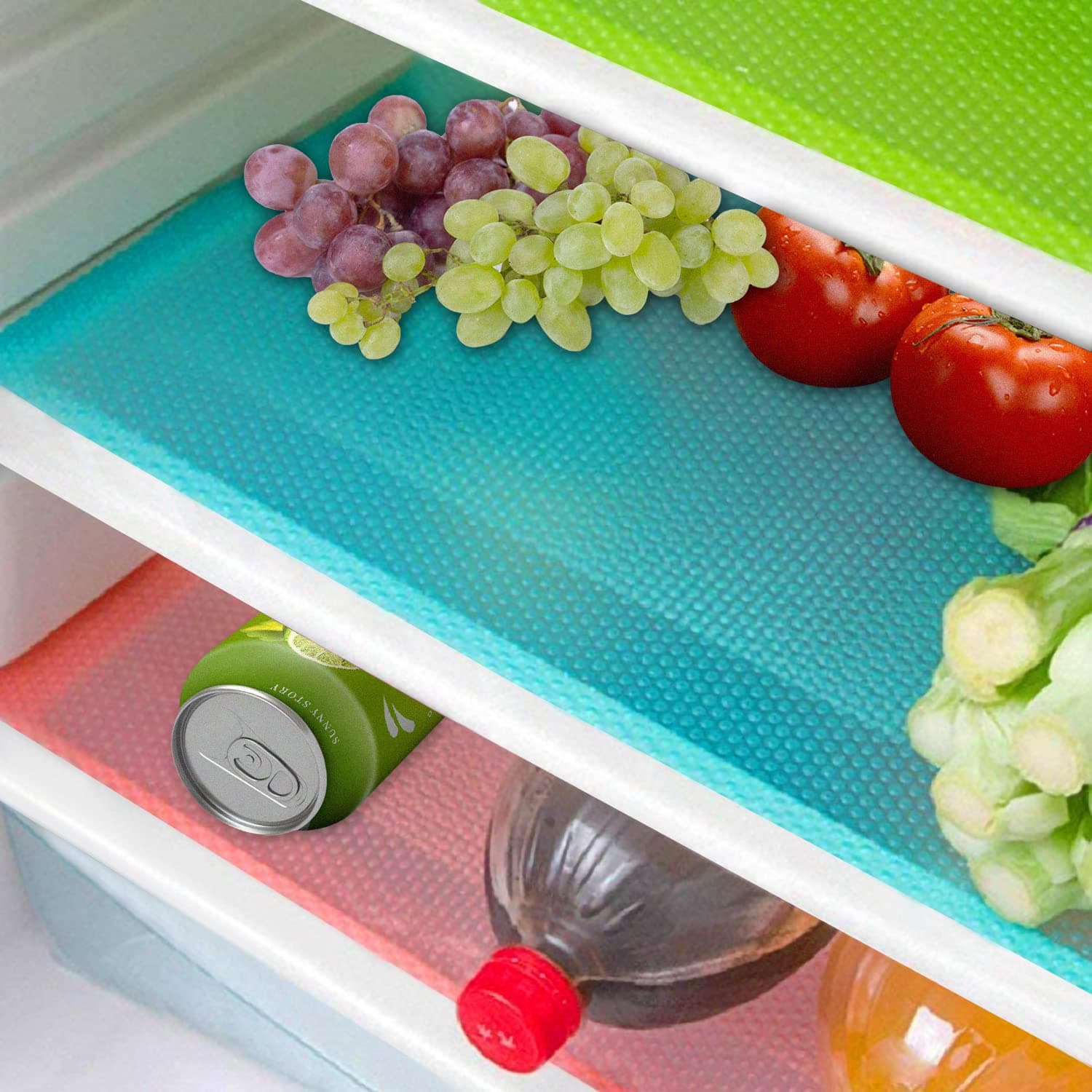 16 Pcs Refrigerator Liners Mats Washable, Refrigerator Mats Liner Waterproof Oilproof, Shinywear Fridge Liners for Shelves, Cover Pads for Freezer Glass Shelf Cupboard Cabinet Drawer (4 Color Mixed) Mixed(blue+green+red+clear) 16 Pack(17.7"Ă11.6"ďź