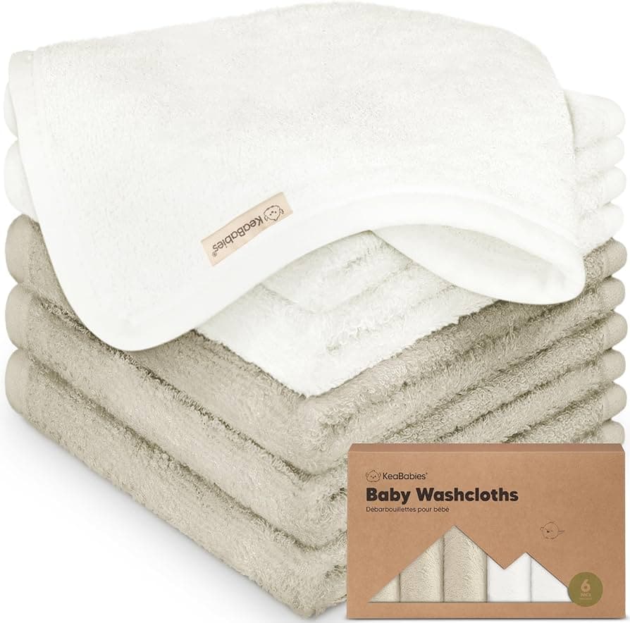 6-Pack Baby Washcloths - Soft Absorbent Viscose from Bamboo Wash Cloths for Babies, Kids, Toddlers, Infant, Newborn Bath Towels, Gentle on Sensitive Skin, 10x10 Reusable Face Towels (White) White 10x10 Inch (Pack of 6)