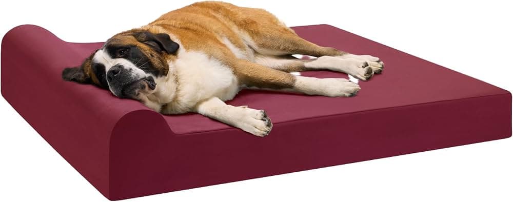 Big Barker 7" Pillow Top Orthopedic Dog Bed - XL Size - 52 X 36 X 7 - Burgundy - For Large and Extra Large Breed Dogs (Headrest Edition) Extra Large Burgundy