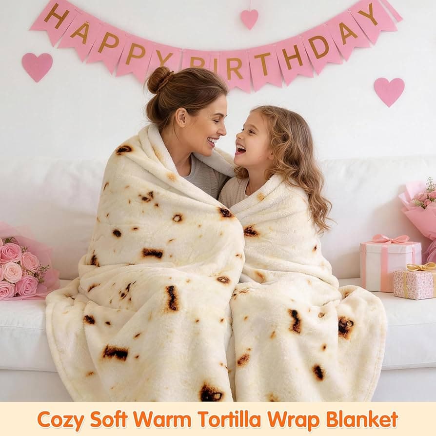 CASOFU Burrito Tortilla Throw Blanket 71 inches for Adult Kids, Novelty Tortilla Wrap Blanket Funny Gifts for Women Men Teens, 285GSM Soft Flannel Taco Blanket Birthday Gifts for Boys Girls(Beige) Beige 71 inches