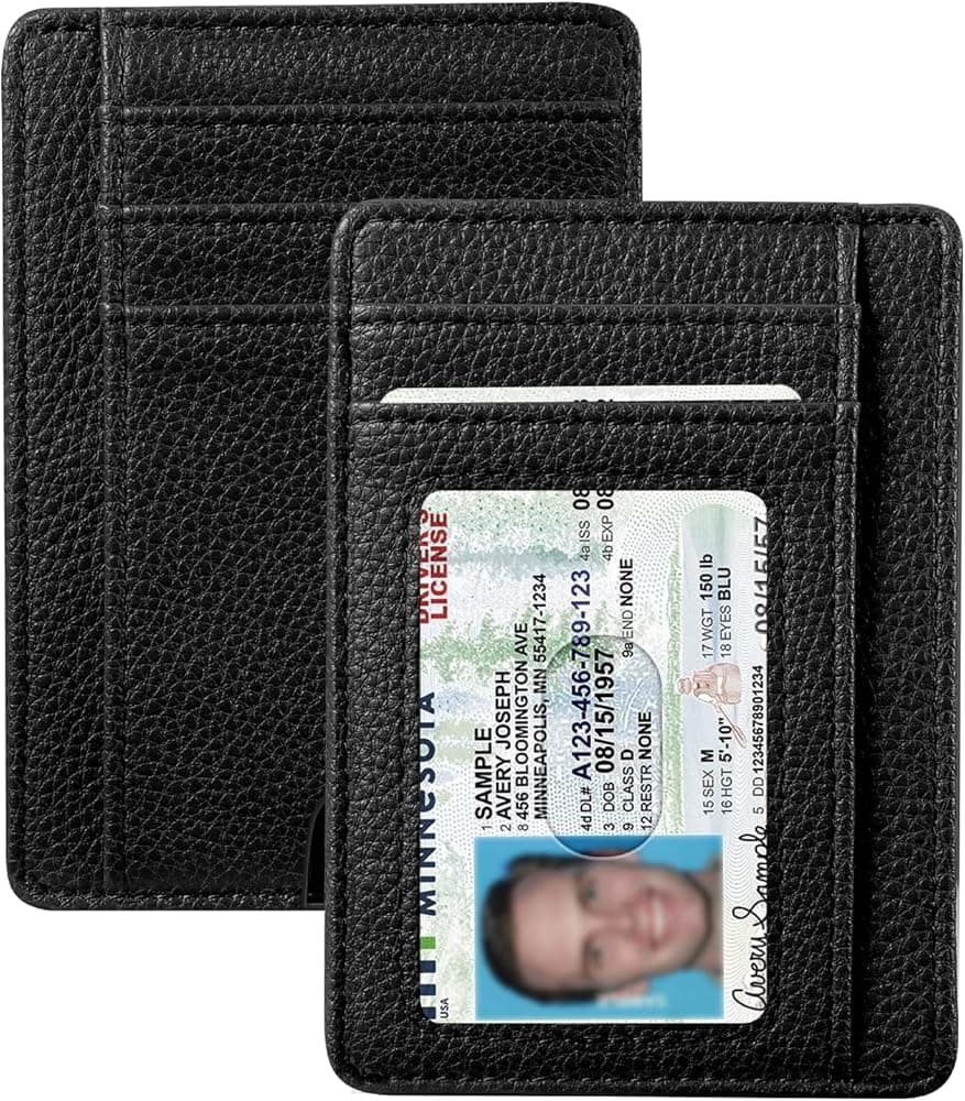 Fintie Slim Minimalist Front Pocket Wallet, RFID Blocking Credit Card Holder Card Cases with ID Window for Men Women Black