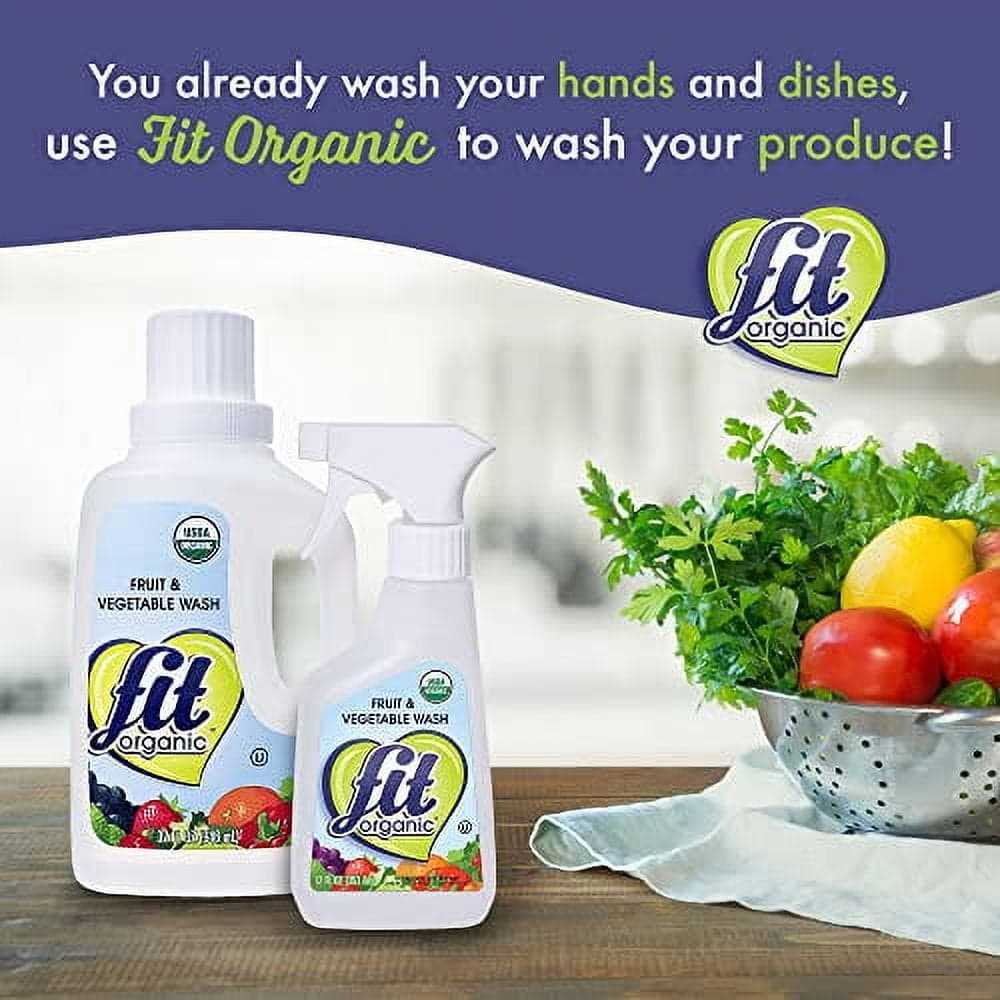 FIT Organic - USDA Certified Earth Friendly, Tasteless and Odorless Fruit and Vegetable Wash, Bottle Spray, White, Clear, 12 Fl Oz (2 Pack) 12 Fl Oz (Pack of 2)