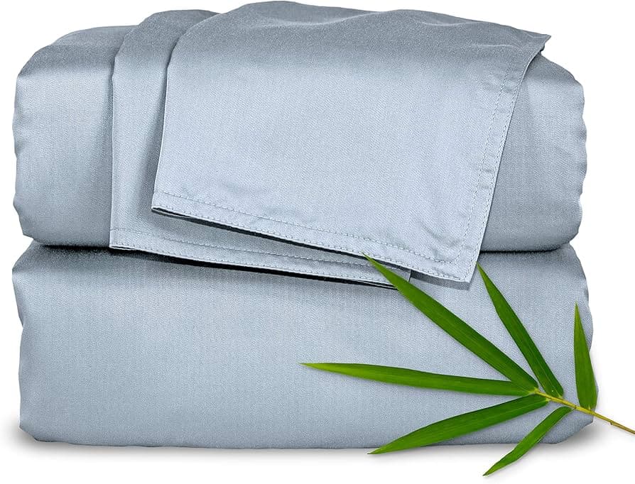 Full Sheets by Pure Bamboo, Genuine 100% Organic Viscose Derived from Bamboo Bed Sheet Set, Luxuriously Soft & Cooling, Double Stitching, Lifetime Quality Promise (Full, Sterling Blue) Sterling Blue Full