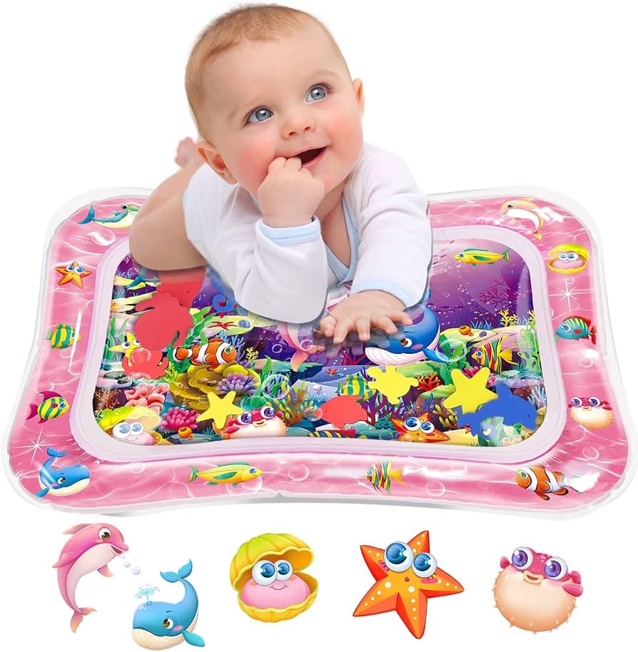 Infinno Tummy Time Water Mat for Babies, Baby Toys for 3 6 9 Months Girls and Boys Sensory Development, Great Gift Idea for Newborns Pink