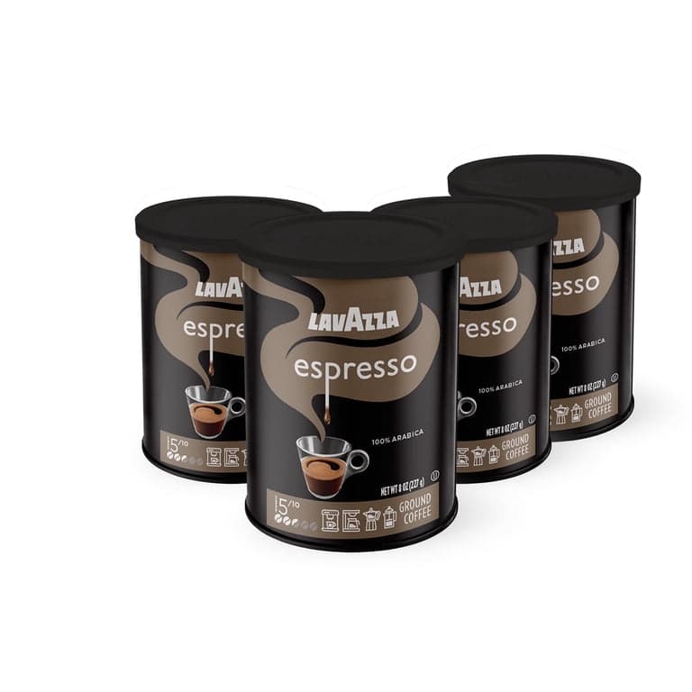 Lavazza Espresso Ground Coffee, Medium Roast, 100% Arabica, 8 oz Tin (Pack of 4) Espresso Italiano 8 Ounce (Pack of 4)