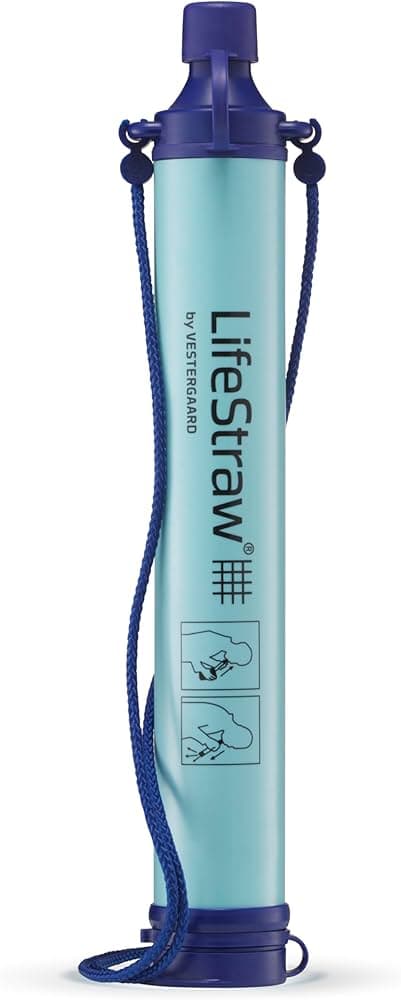 LifeStraw Personal Water Filter for Hiking, Camping, Travel, and Emergency Preparedness Blue 1 Pack