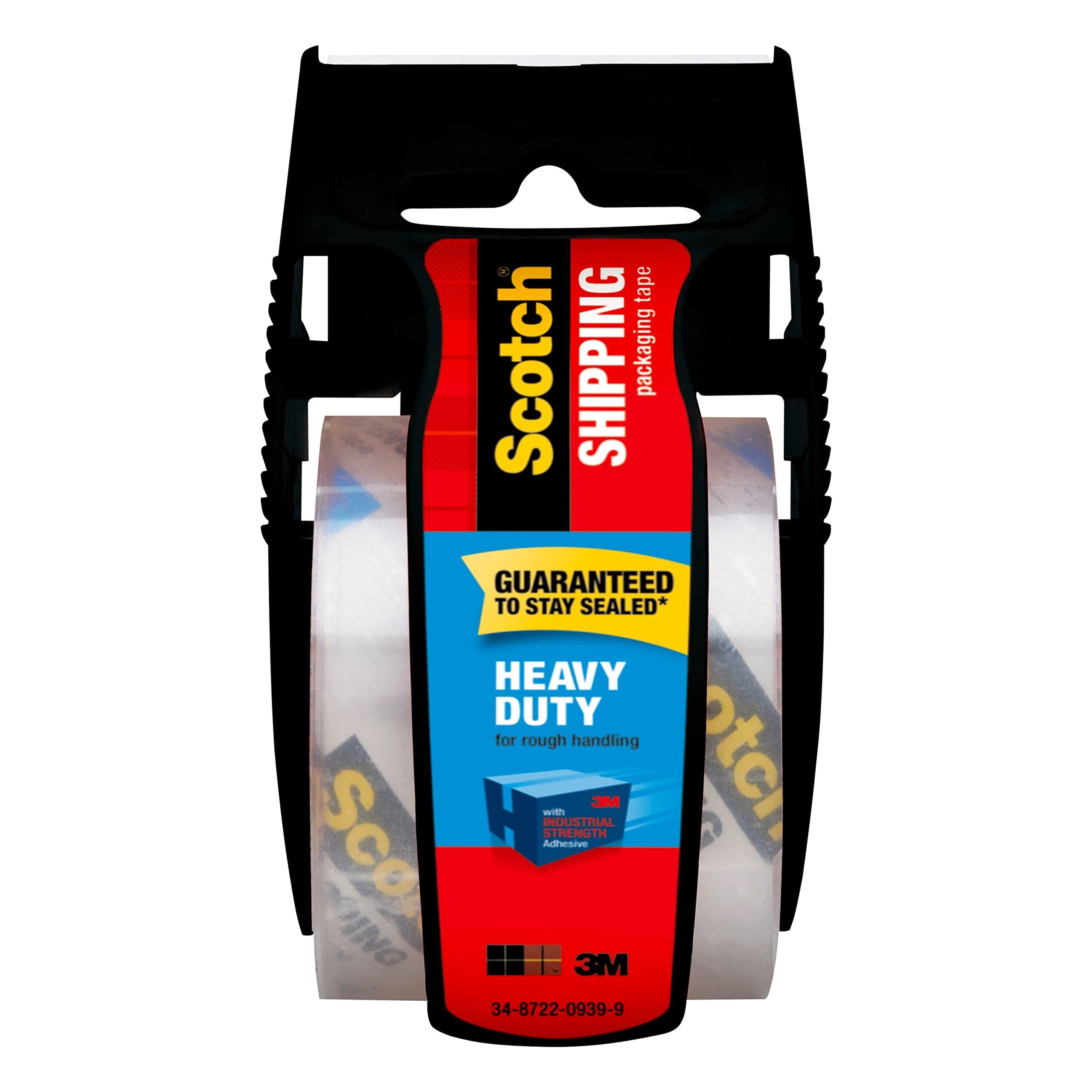 Scotch Heavy Duty Packaging Tape, 1.88 x 22.2 yd, Designed for Packing, Shipping and Mailing, Strong Seal on All Box Types, 1.5" Core, Clear, 3 Rolls with Dispenser (142-3) 3 Rolls 3 Rolls