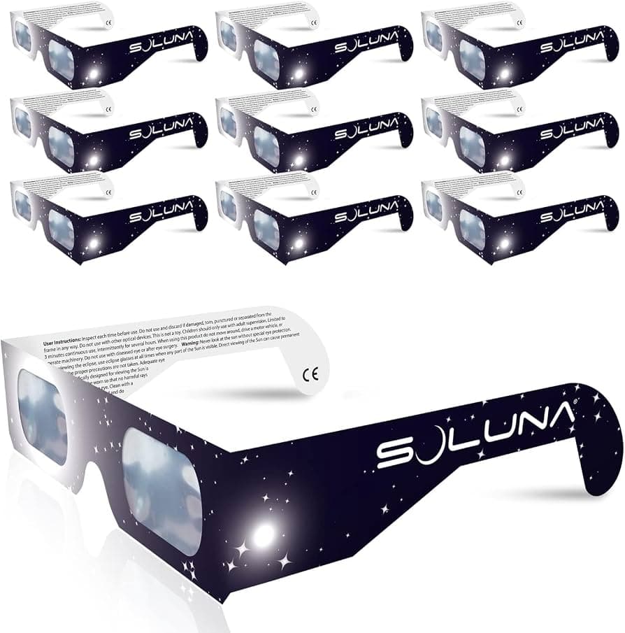 Solar Eclipse Glasses AAS Approved 2024 - Made in the USA CE and ISO Certified Safe Shades for Direct Sun Viewing (5 Pack)