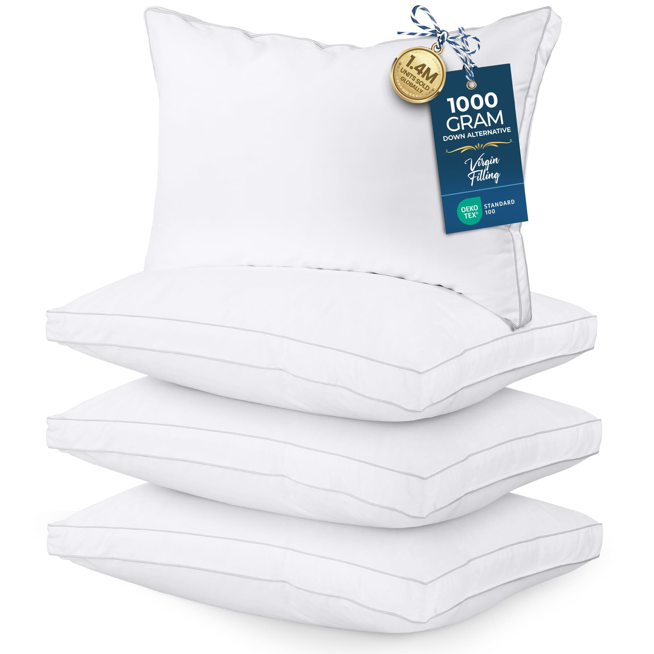 Utopia Bedding Bed Pillows for Sleeping Queen Size (White), Set of 2, Cooling Hotel Quality, Gusseted Pillow for Back, Stomach or Side Sleepers White Queen (Pack of 2)