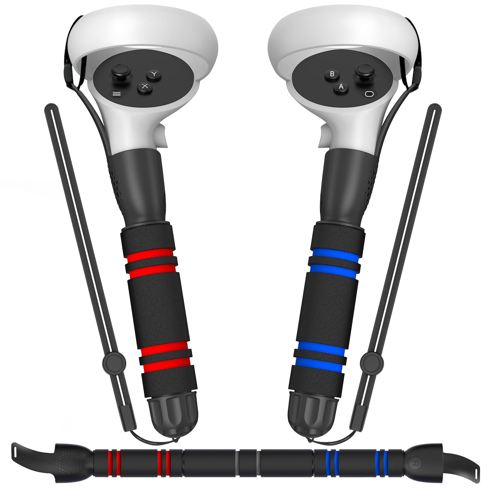 YOGES VR Game Handle Accessories Compatible with Oculus Quest 2 Controllers, Dual Handles Extension Grips Compatible with Meta Quest 2 Accessories for Beat Saber Supernatural Gorilla Tag Games Black