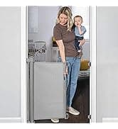 YOOFOR Retractable Baby Gate, Extra Wide Safety Kids or Pets Gate, 33” Tall, Extends to 55” Wide, Mesh Safety Dog Gate for Stairs, Indoor, Outdoor, Doorways, Hallways (White, 33"x55")
