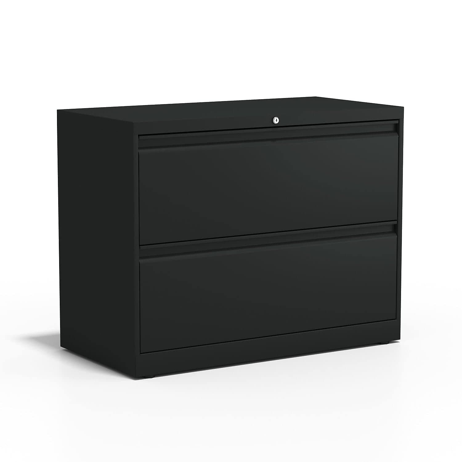 STAPLES 2-Drawer Lateral File Cabinet, Letter & Legal Size Documents, Lockable, 36" W x 18.62" D x 28.11" H, Black Black 36'' Width