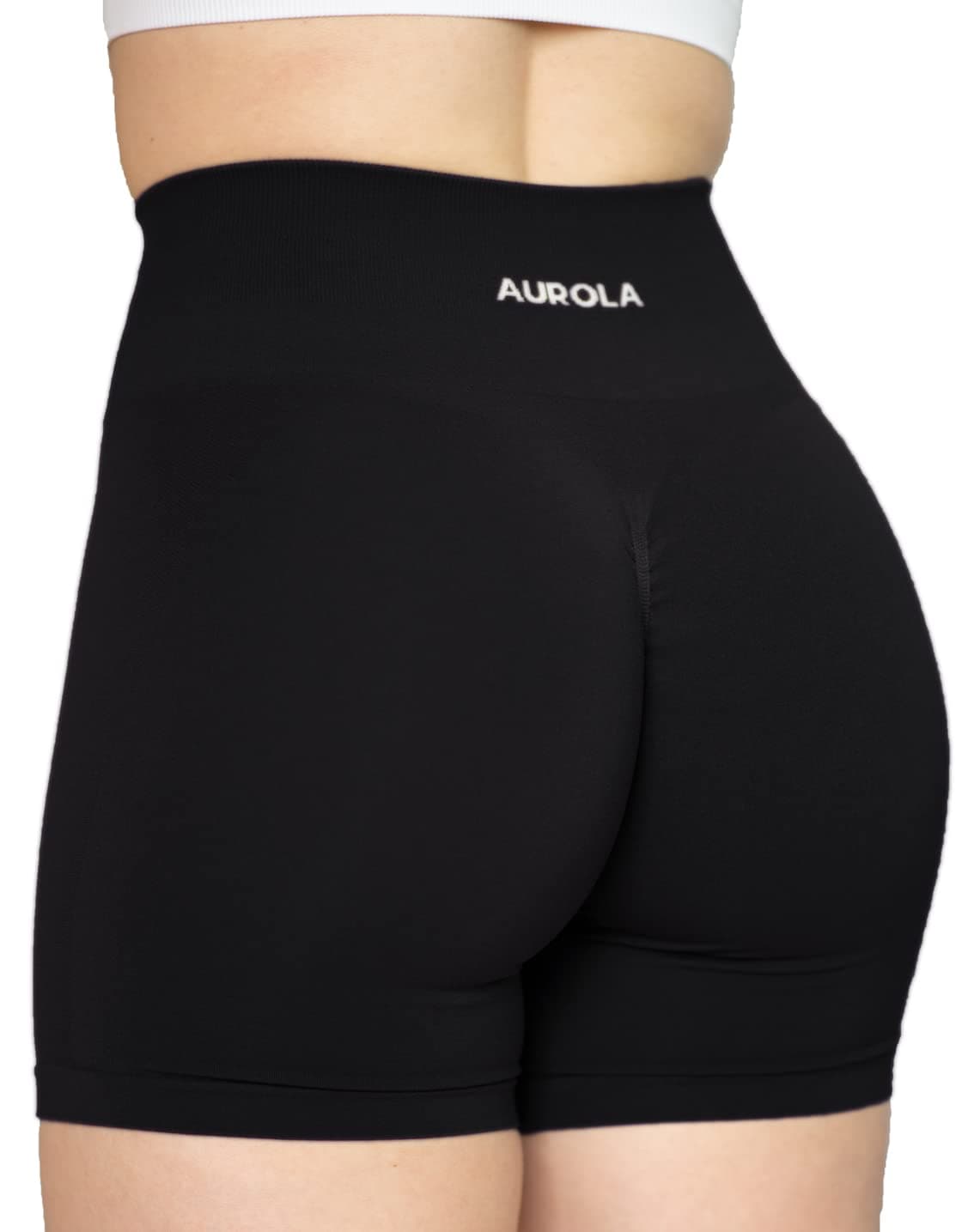 AUROLA Intensify Workout Shorts for Women Seamless Scrunch Short Gym Yoga Running Sport Active Exercise Fitness Shorts Medium Black