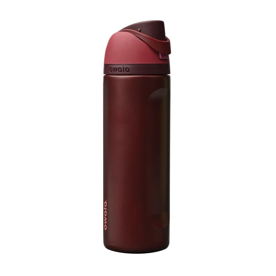 Owala FreeSip Insulated Stainless Steel Water Bottle with Straw, BPA-Free Sports Water Bottle, Great for Travel, 24 Oz, Black Cherry Black Cherry 24 Ounces