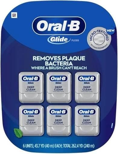 Oral-B Glide Cool Mint Deep Clean Floss, 6 Count, Glide Dental Floss 6 Count (Pack of 1)