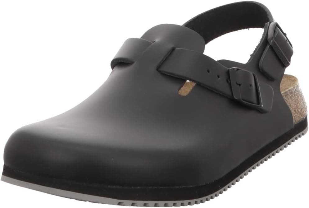 Birkenstock Women's Tokio Super Grip Leather Clogs 11-11.5 Narrow Black