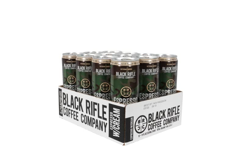 Black Rifle Coffee Ready To Drink (Espresso with Cream, 12 Count) 200mg of Caffeine Per Can, 100% Columbian Coffee, Gluten Free, Good Source of Protein, Helps Support Veterans and First Responders
