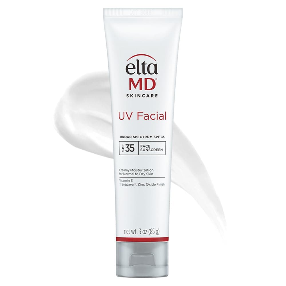 EltaMD UV Facial SPF 30+ Sunscreen Moisturizer Face Lotion, Broad Spectrum Moisturizing Sunscreen with Hyaluronic Acid, Non-Greasy, Mineral-Based Face Sunscreen with Zinc Oxide, 3.0 oz Tube 3 Ounce (Pack of 1)