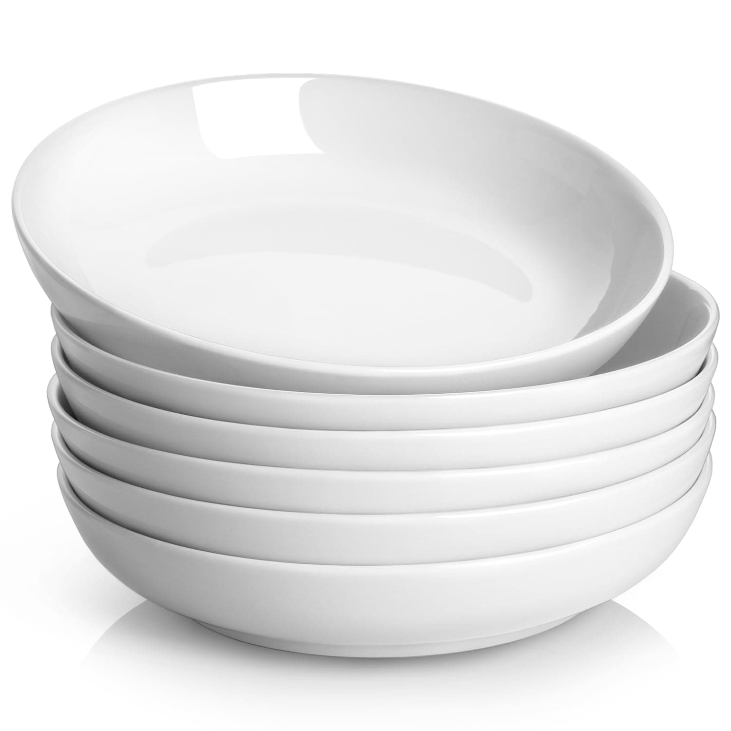 Y YHY Pasta Bowls, 30oz Salad Bowls White Soup Bowls Large Pasta Serving Bowl Porcelain Pasta Plates Wide and Shallow Bowls Set of 6 Microwave Dishwasher Safe Valentines Day Gift 30oz White