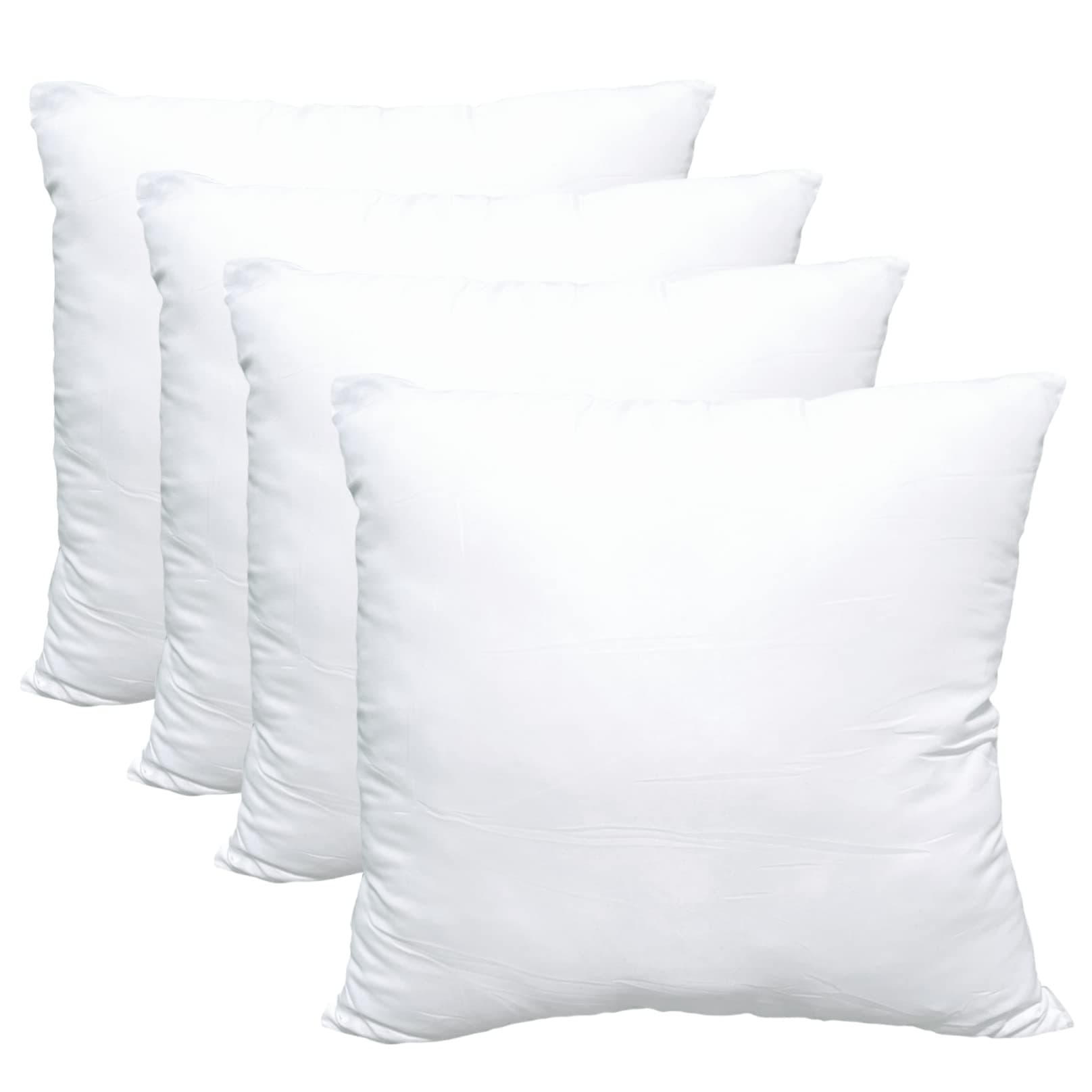Luxury Pillow Inserts, Pack of 4, 18 x 18 inches Hypoallergenic Ultra Soft White Polyester Microfiber Durable Couch Cushion Fillers