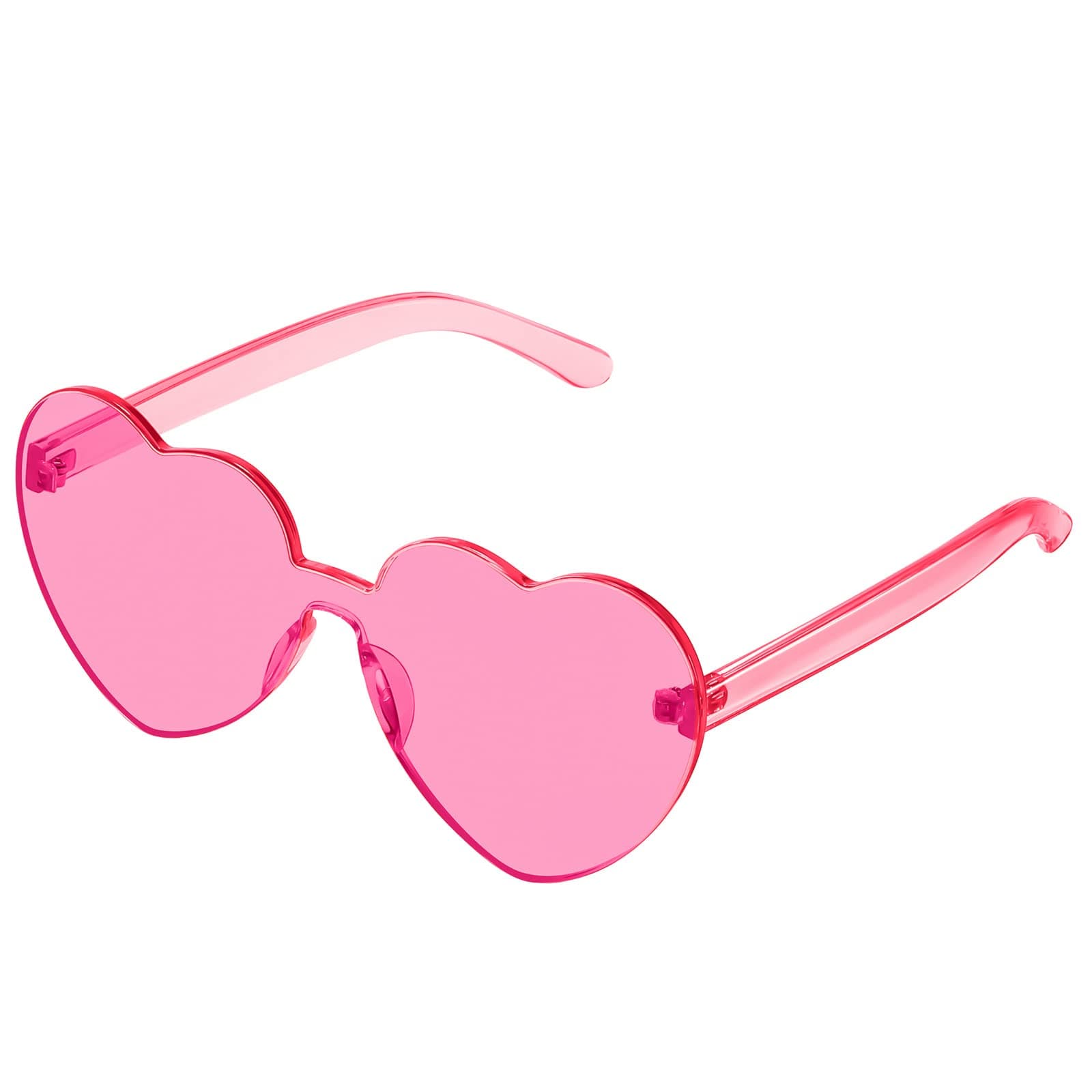 JASPIN Heart Sunglasses for Women Rimless Transparent Heart Shaped Sunglasses Colorful Eyewear for Party Halloween Costume B9-pink1 Multicolor