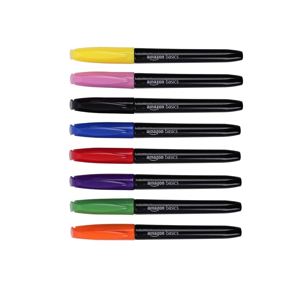 Amazon Basics Vibrant Fabric Markers, Assorted Colors, 8-Pack