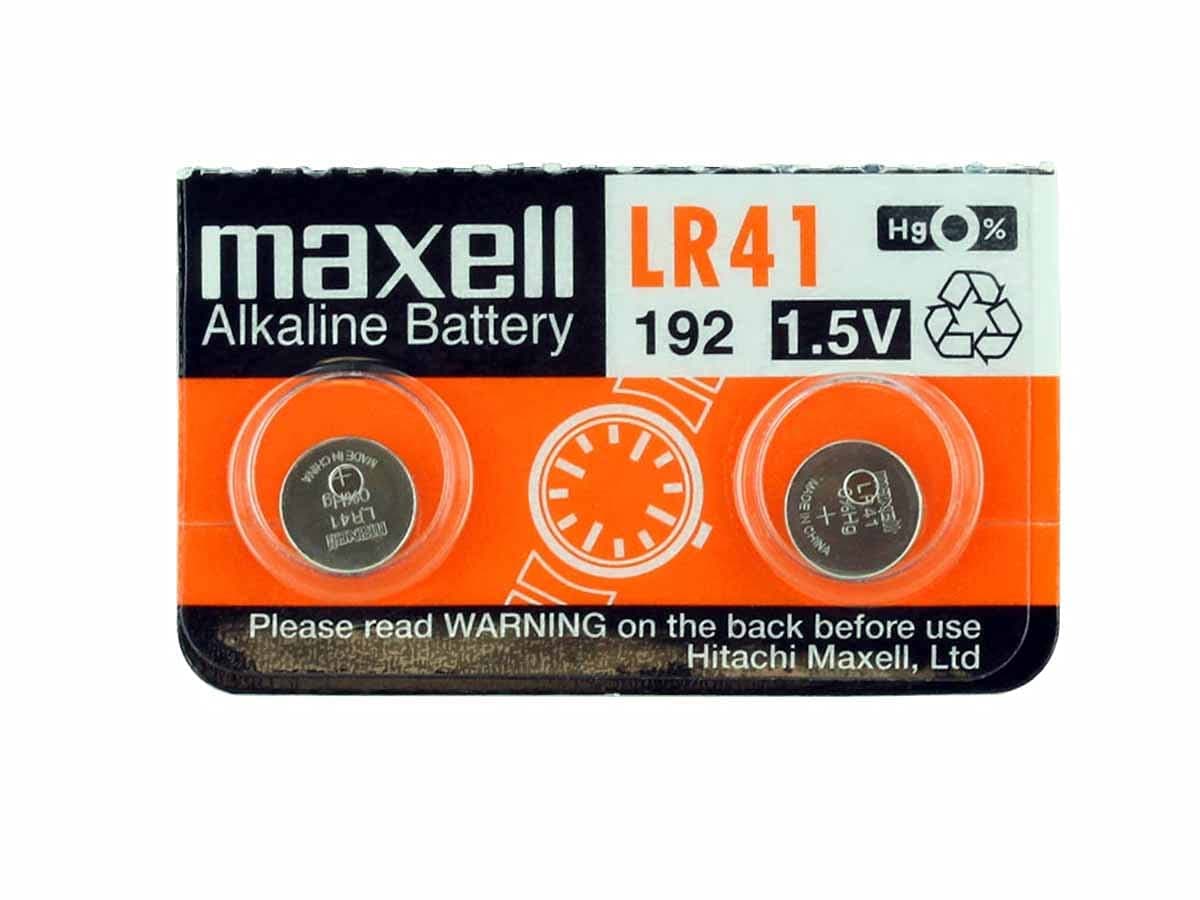 2 x Maxell LR41 /192 / AG3 / V3GA 1.5v Alkaline Button Cell Battery Batteries 2 Count (Pack of 1)