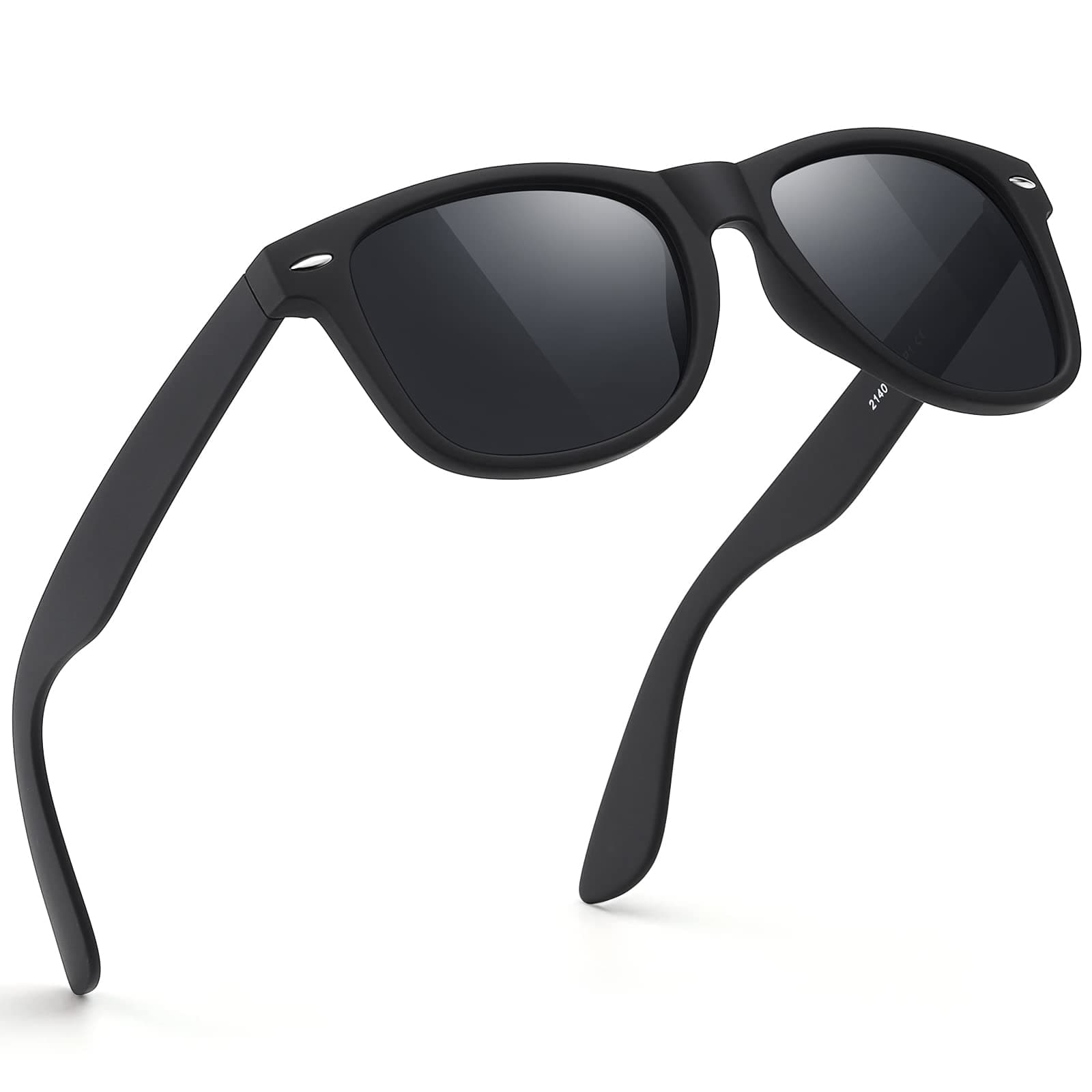 FEIDUSUN Sunglasses Men Polarized Sunglasses for Mens and Womens,Black Retro Sun Glasses Driving Fishing UV Protection A01-matte Black / Black