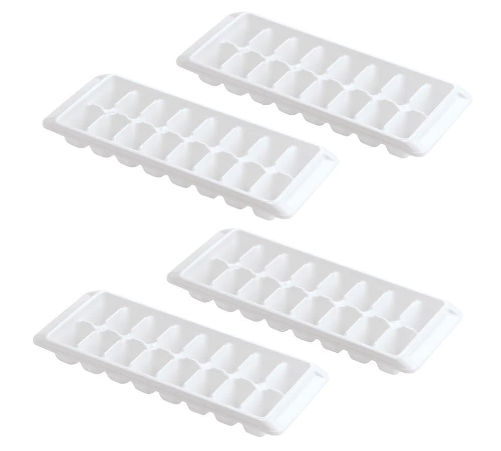 Easy Release White Ice Cube Tray, 16 Cube Trays (Pack of 4) (4 Pack - 64 Cubes) Ice Trays